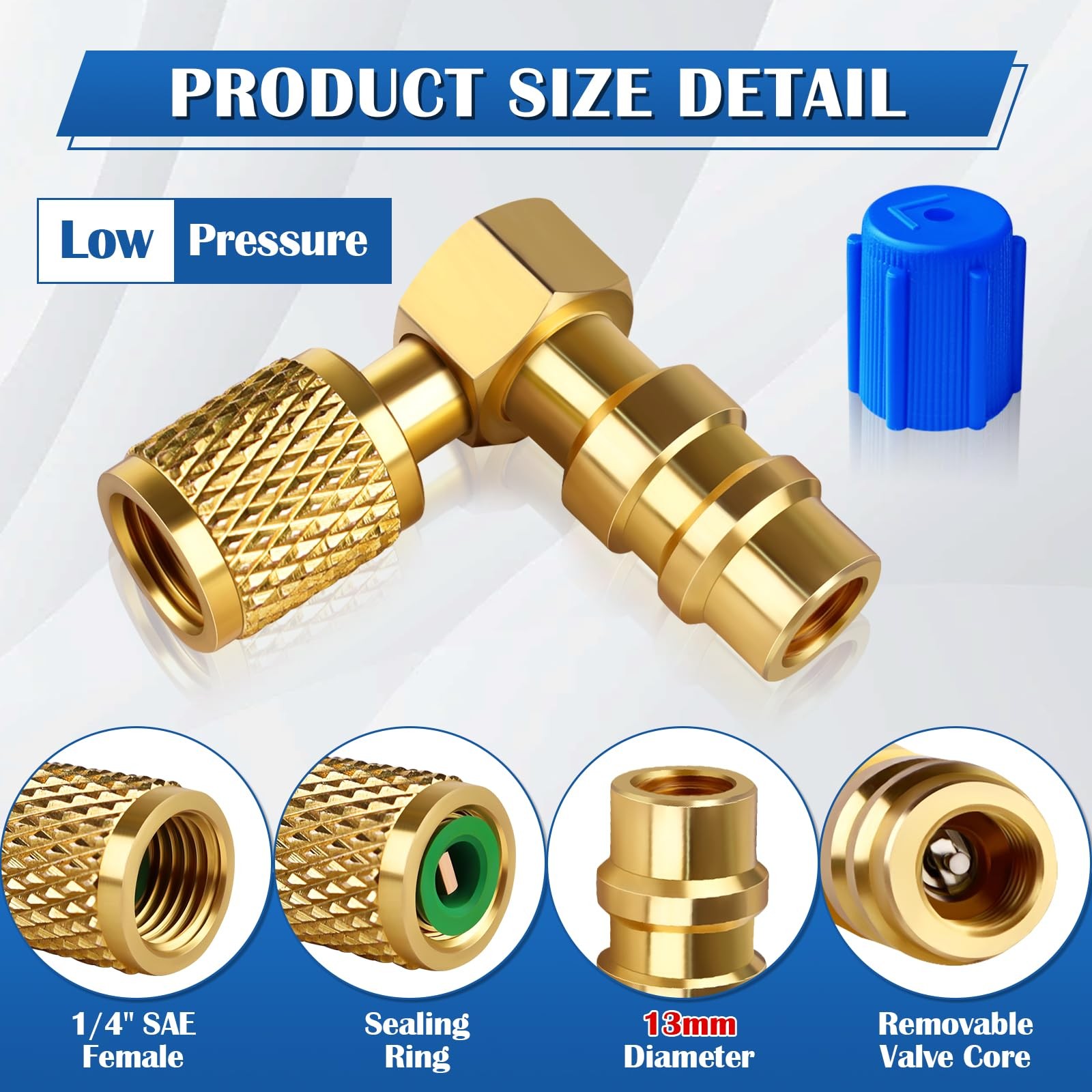 FANOVO 90° R12 to R134a Adapter, High & Low Pressure Conversion…