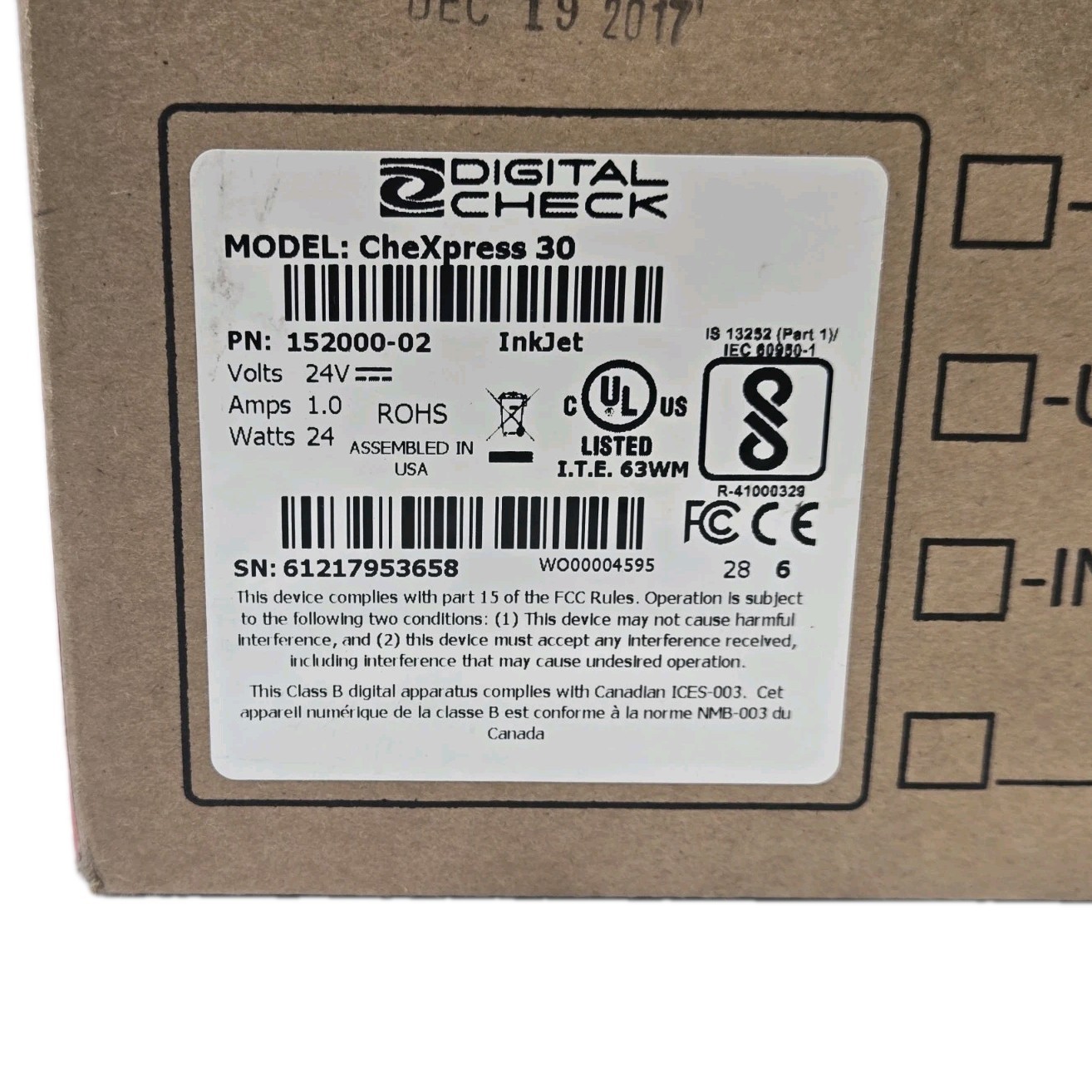 Digital Check CheXpress CX30 Check Scanner (152021-05) | New Free Shipping
