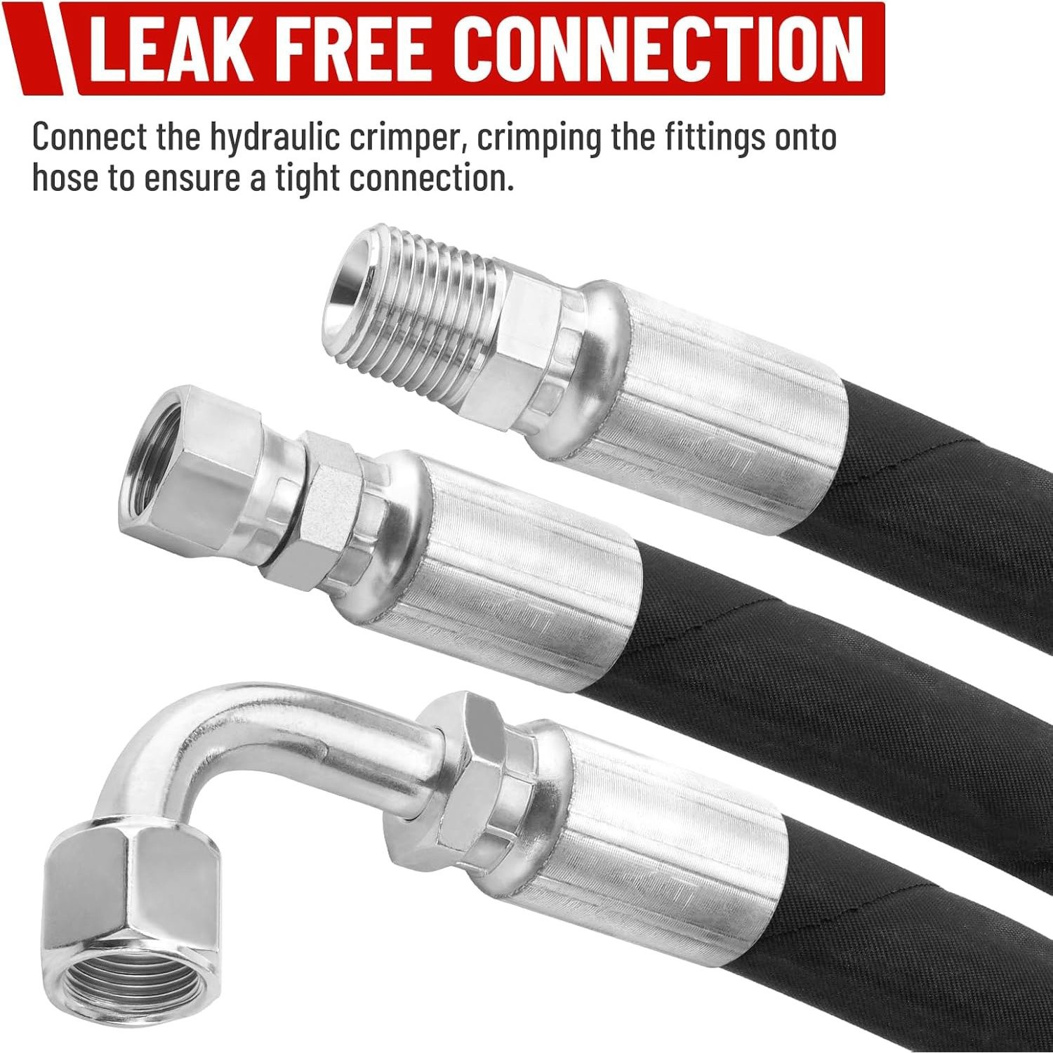 1/2″ 25′ HYDRAULIC HOSE TWO WIRE HOSE FLEXIBLE 40MPa / 5800 PSI WITH 12 FITTINGS