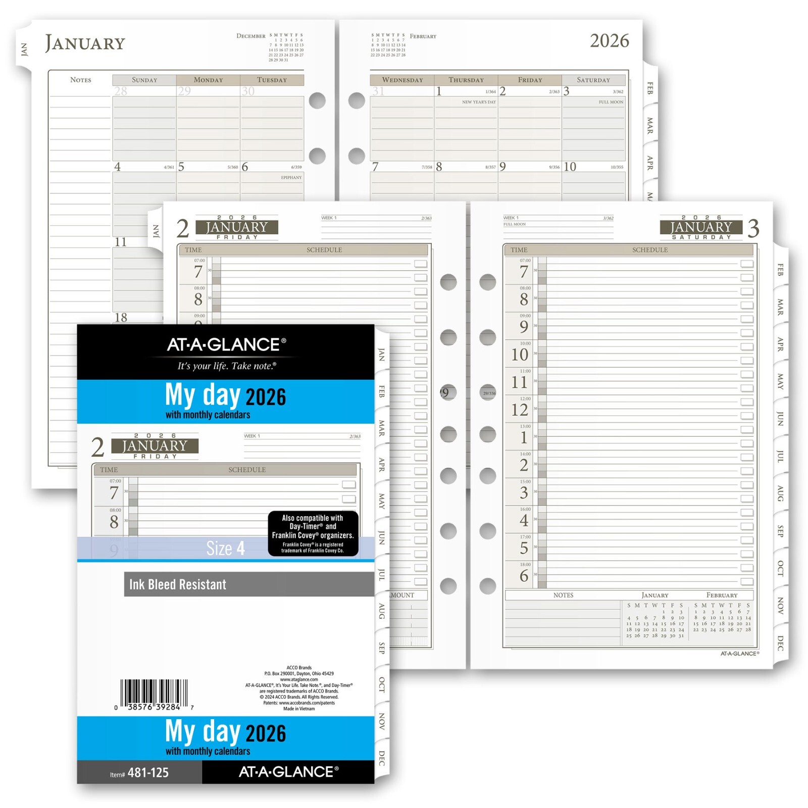 2026 At-A-Glance 481-125 Daily Monthly Planner Refill, Size 4, 5-1/2 x 8-1/2″