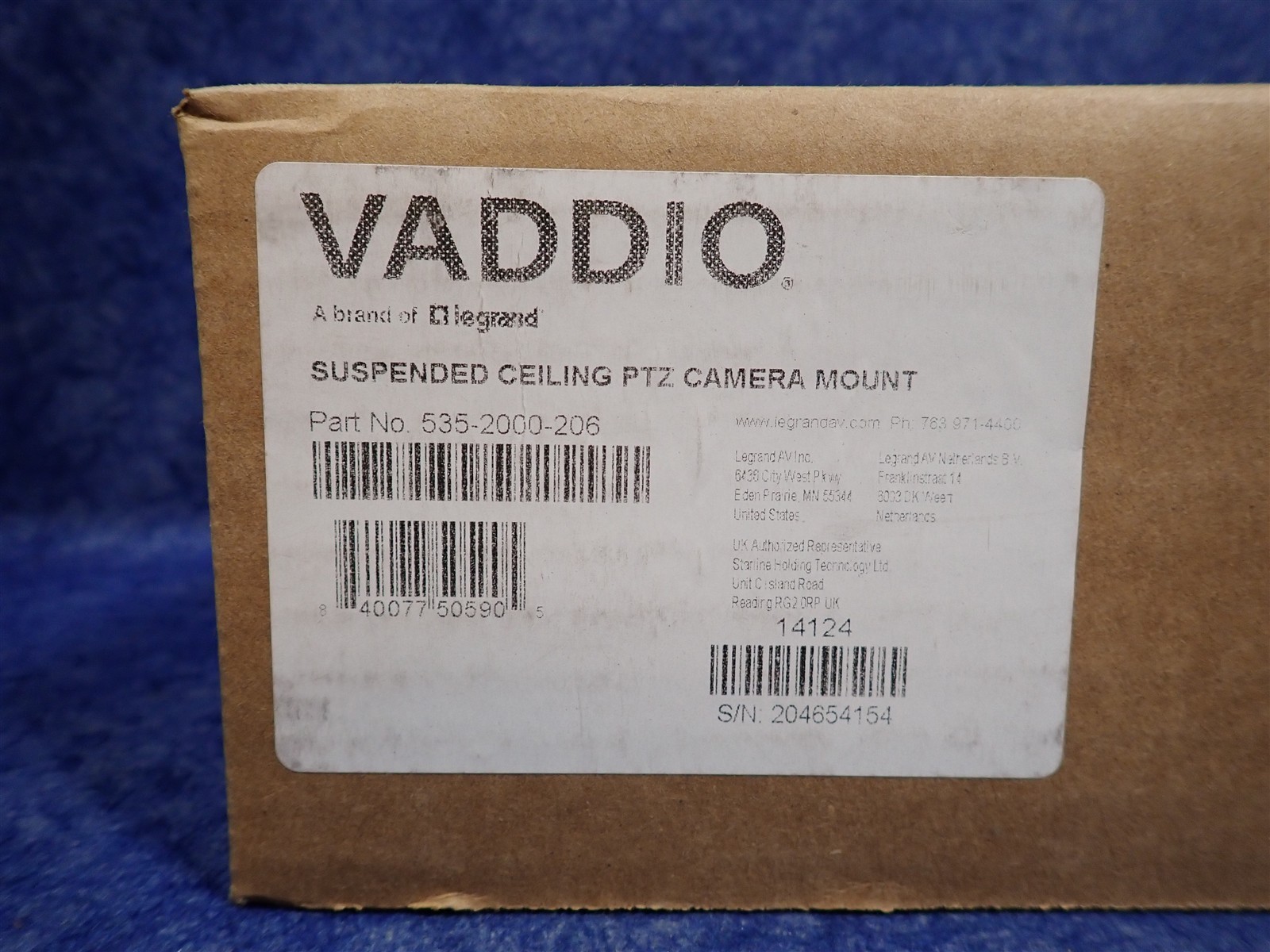NEW Vaddio 535-2000-206 Suspended Ceiling PTZ Camera Mount (H9)
