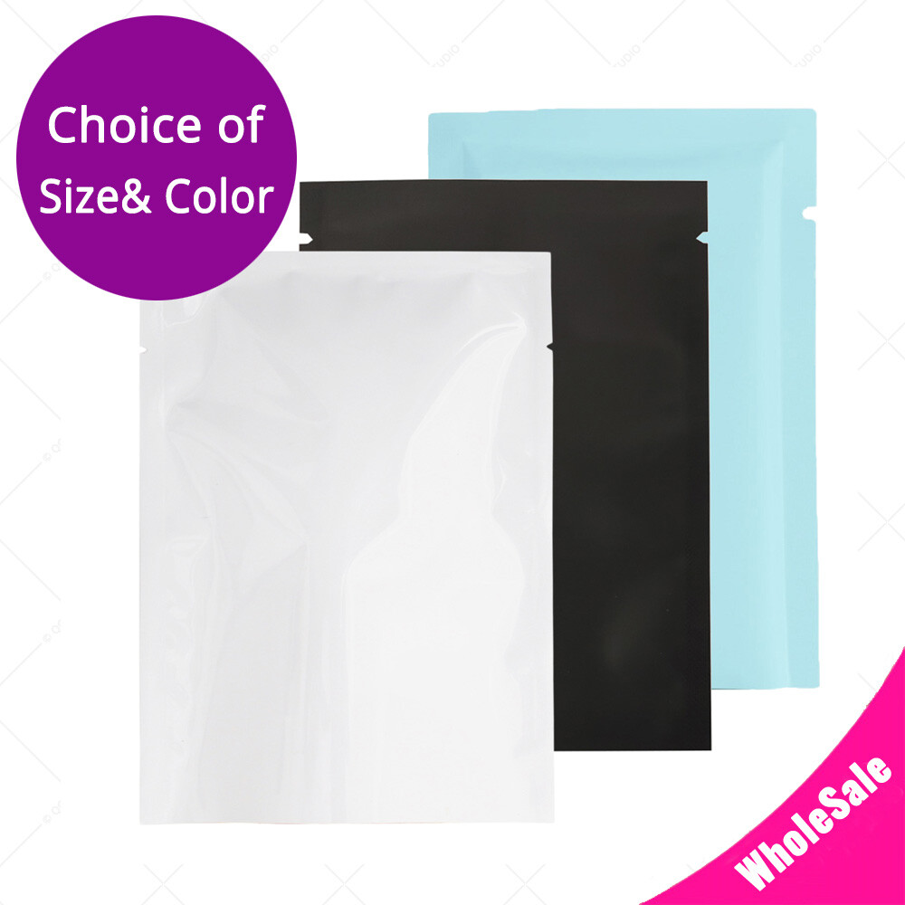 Variety of Colors&Sizes Double-Sided Foil Mylar Flat Open Top Bag w/Tear Notches