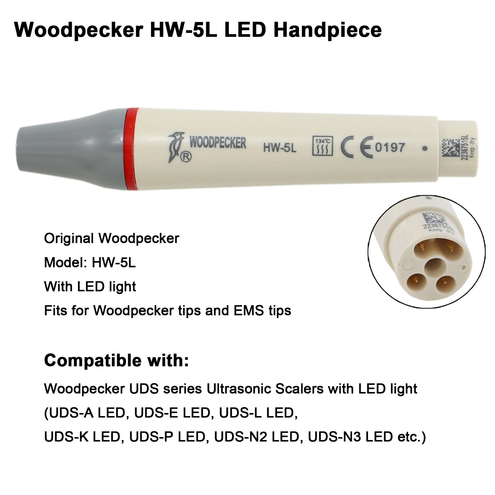 Woodpecker DTE Dental Ultrasonic Scaler Piezo Tips HW-5L HD-7L LED Handpiece PD1