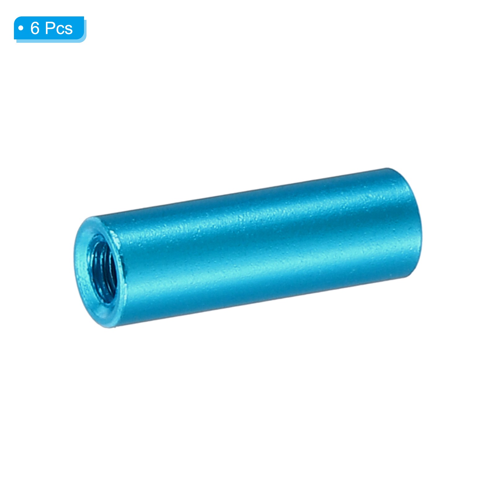 6pcs M3 Aluminum Spacers,M3 Metal Spacer 3mm ID x 5mm OD x 15mm L Threaded,Blue