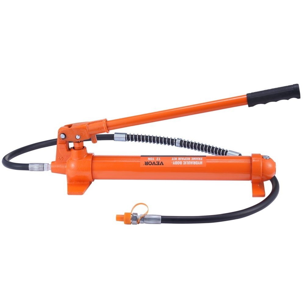 12 Ton Porta Power Kit, Hydraulic Ram with Pump with 4.6 ft/1.4 m Oil Hose