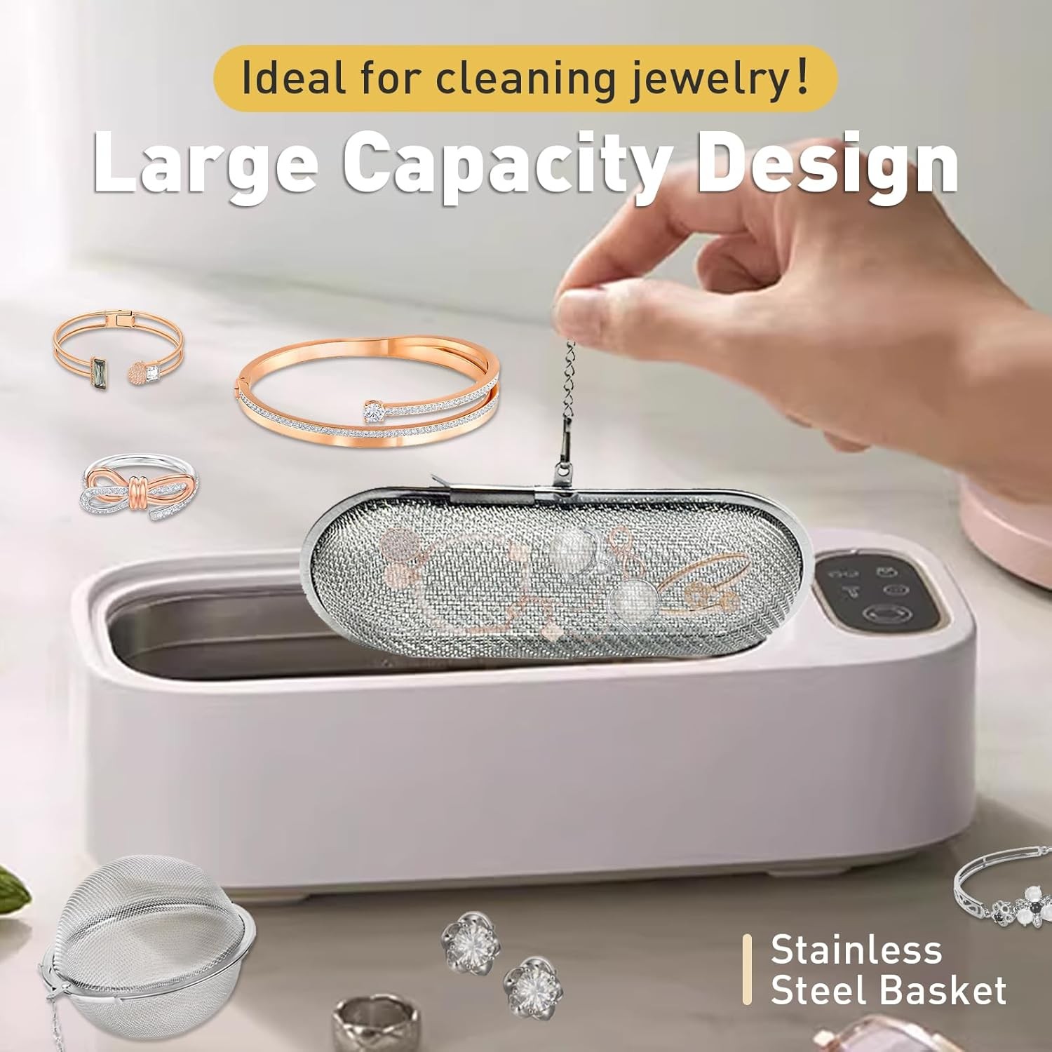 Ultrasonic Cleaner Basket, Stainless Steel Basket for Ultrasonic Jewelry