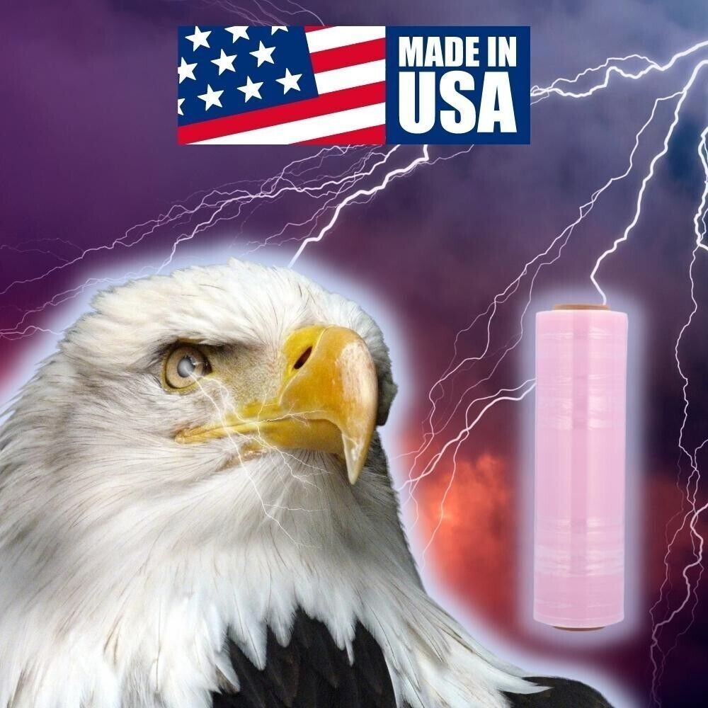 4 Rolls 18″x1500′ (80 Gauge) Anti-Stat Stretch Film Hand Shrink Wrap, Tint Pink