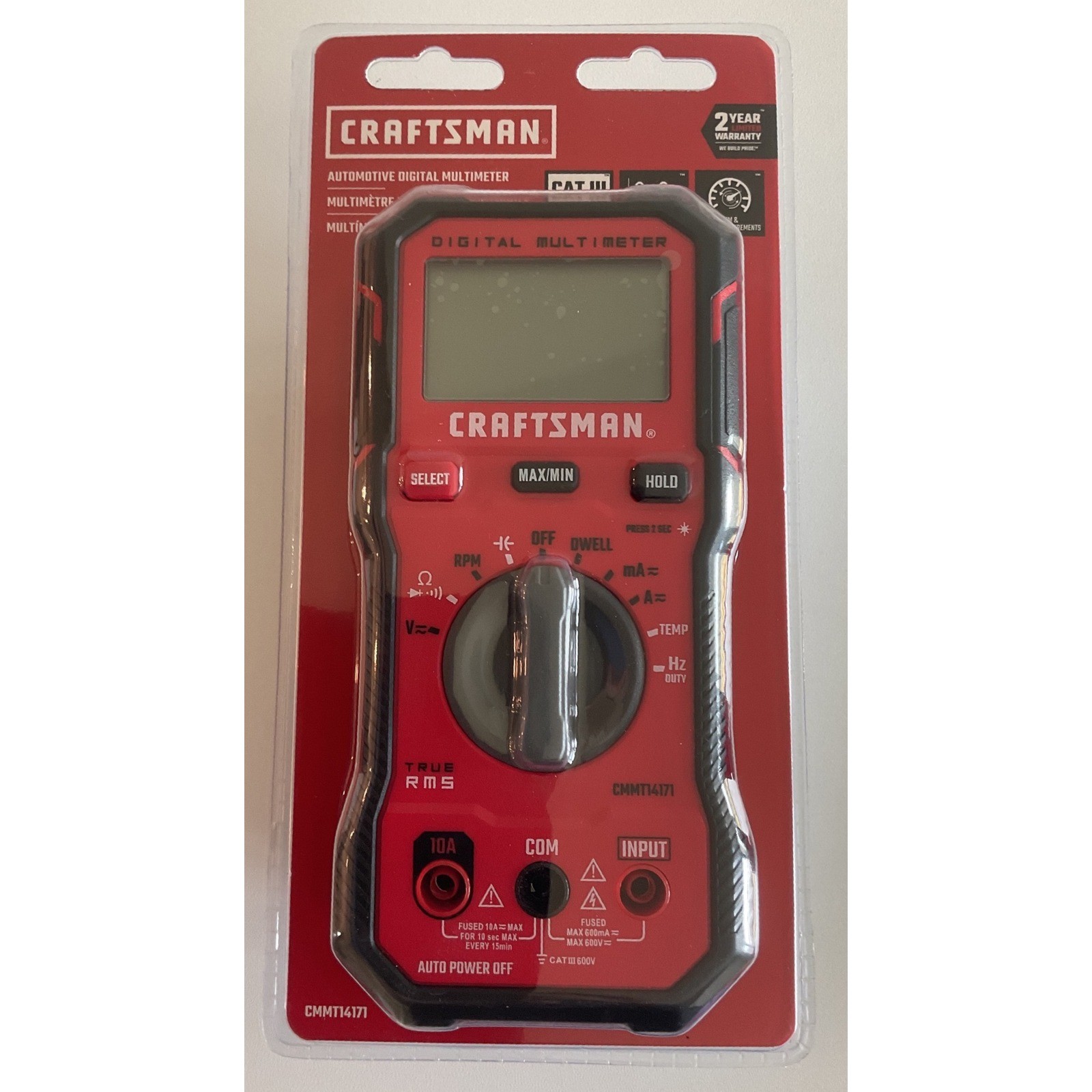 Craftsman Automotive Digital Multimeter CMMT14171 True RMS CAT III 600V New