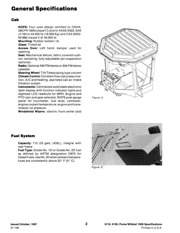 Case IH 1000,9110,9130,9150,9170,9180,9190 Cougar Tractor Service Manual 8-92722