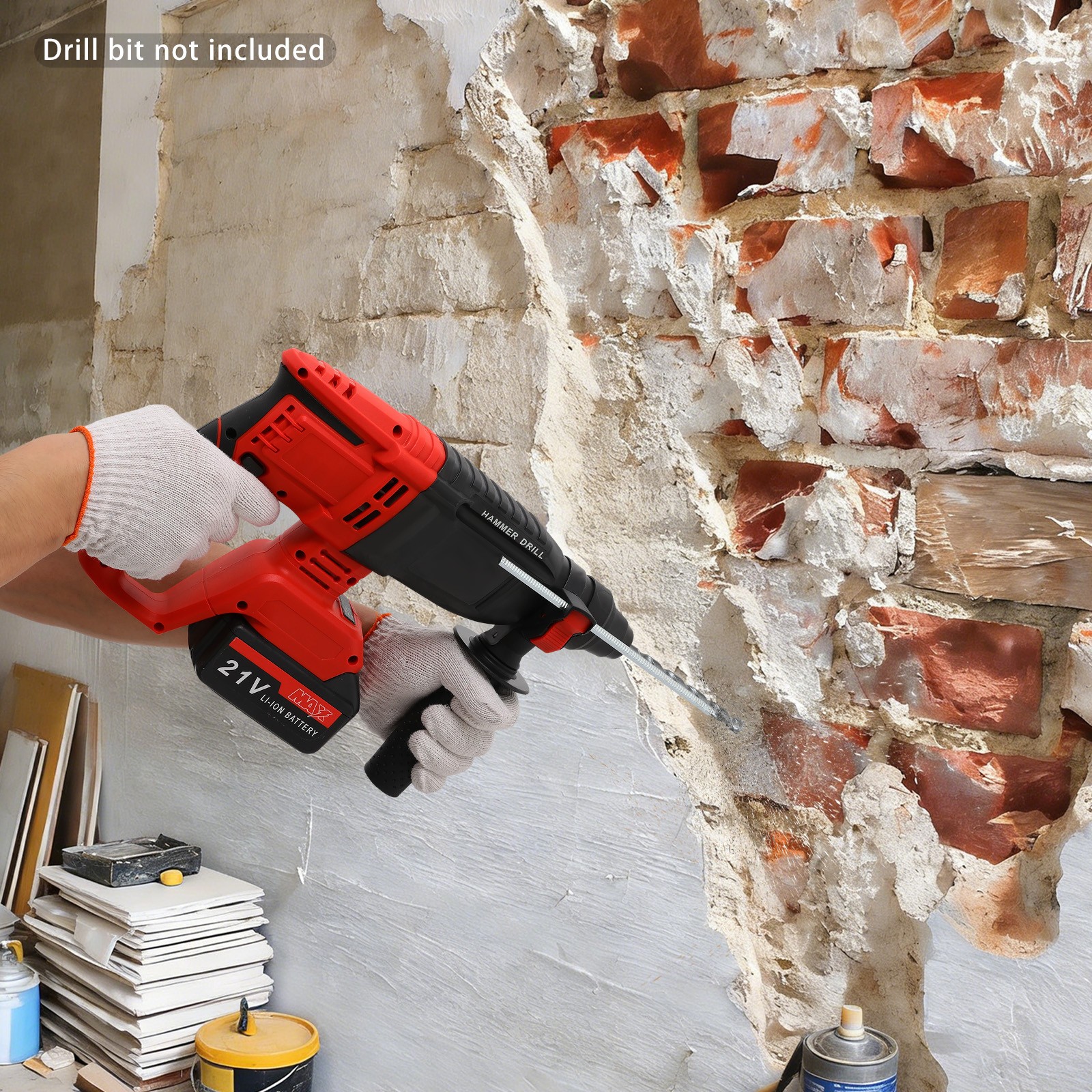 Brushless Hammer Drill Battery-powered Hammer Drill with 4 Modes