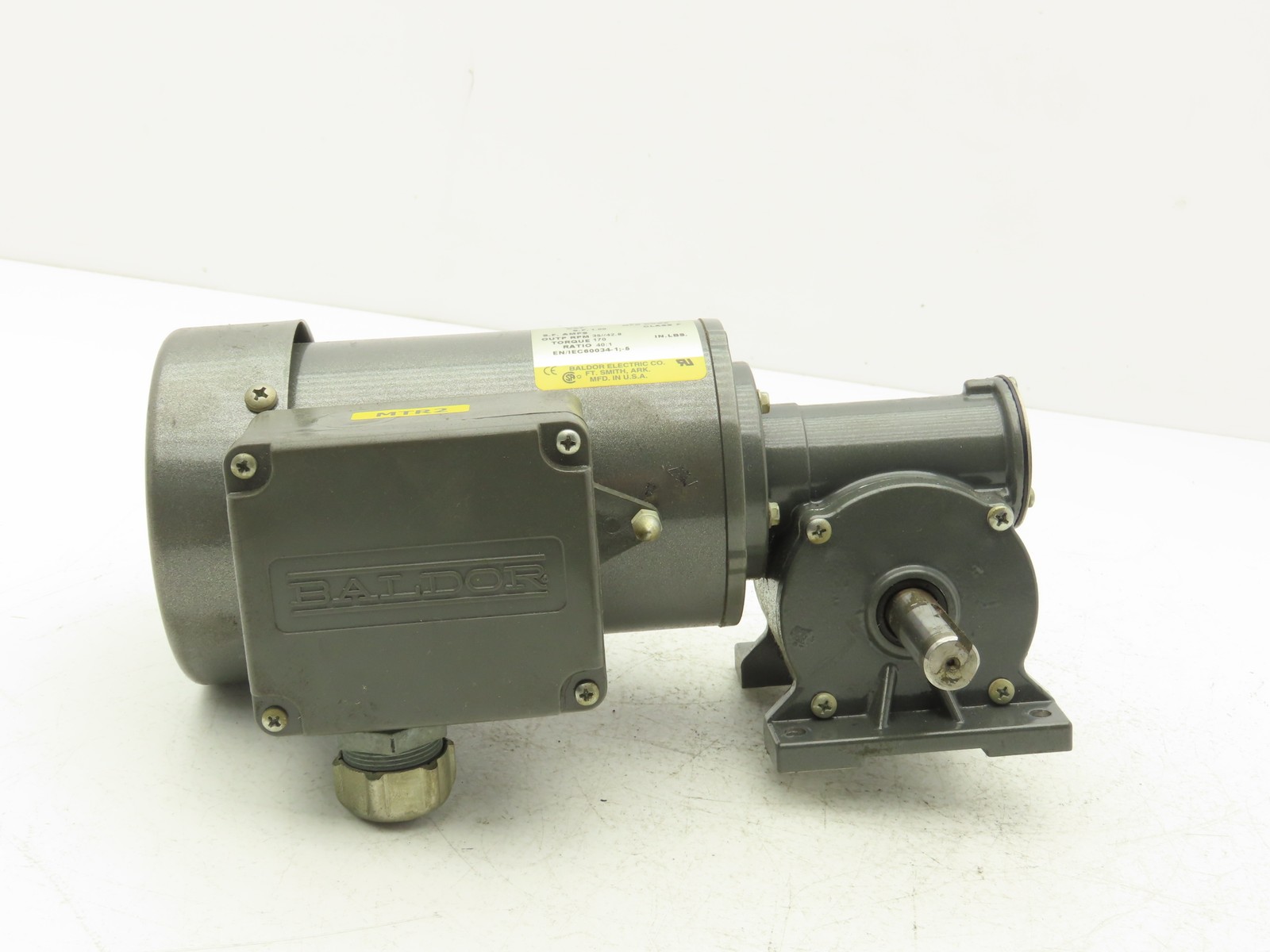 Baldor GM3340 AC Gearmotor 40:1 Reducer 1/4 Hp 42RPM 208-460V 3Ph RH Output