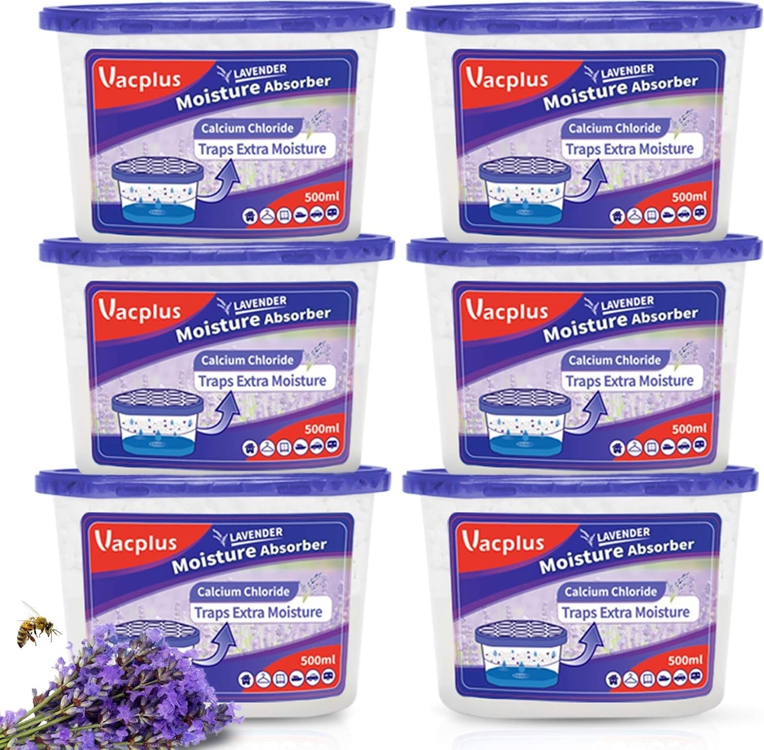 Moisture Absorbers 6 Pack Portable Dehumidifier with Lavender Scent 10.5 Ounces