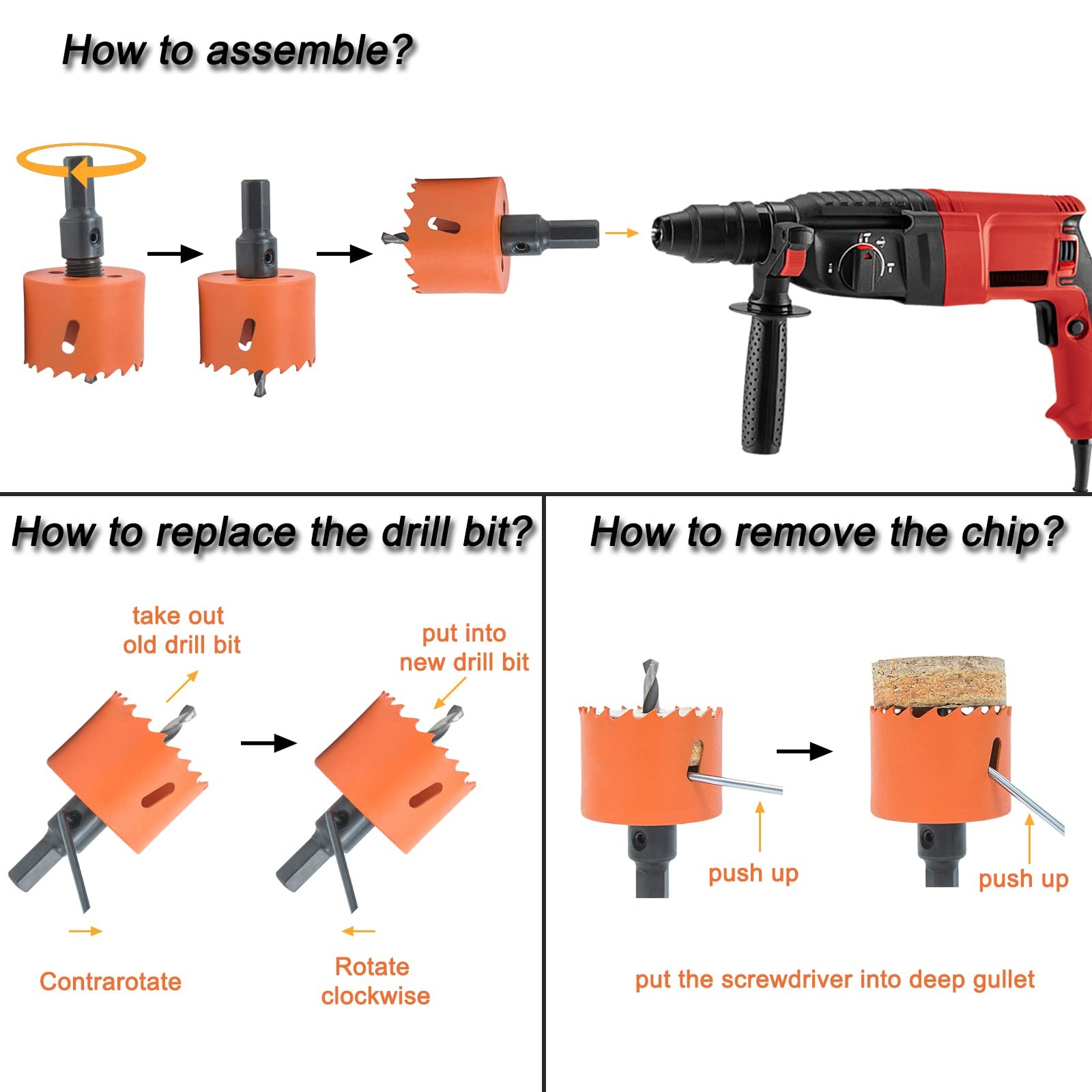 VIKITON 5-1/4 Inch Hole Saw with Arbor for Metal Wood in, Orange