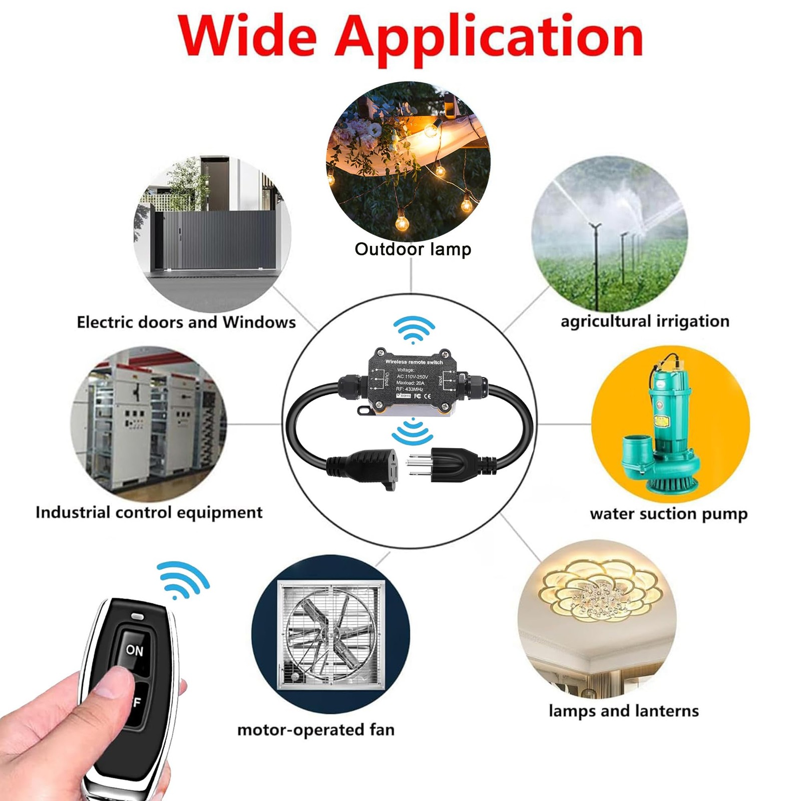 AC110V Remote Control Power Switch,Waterproof Wireless Light 110-250V
