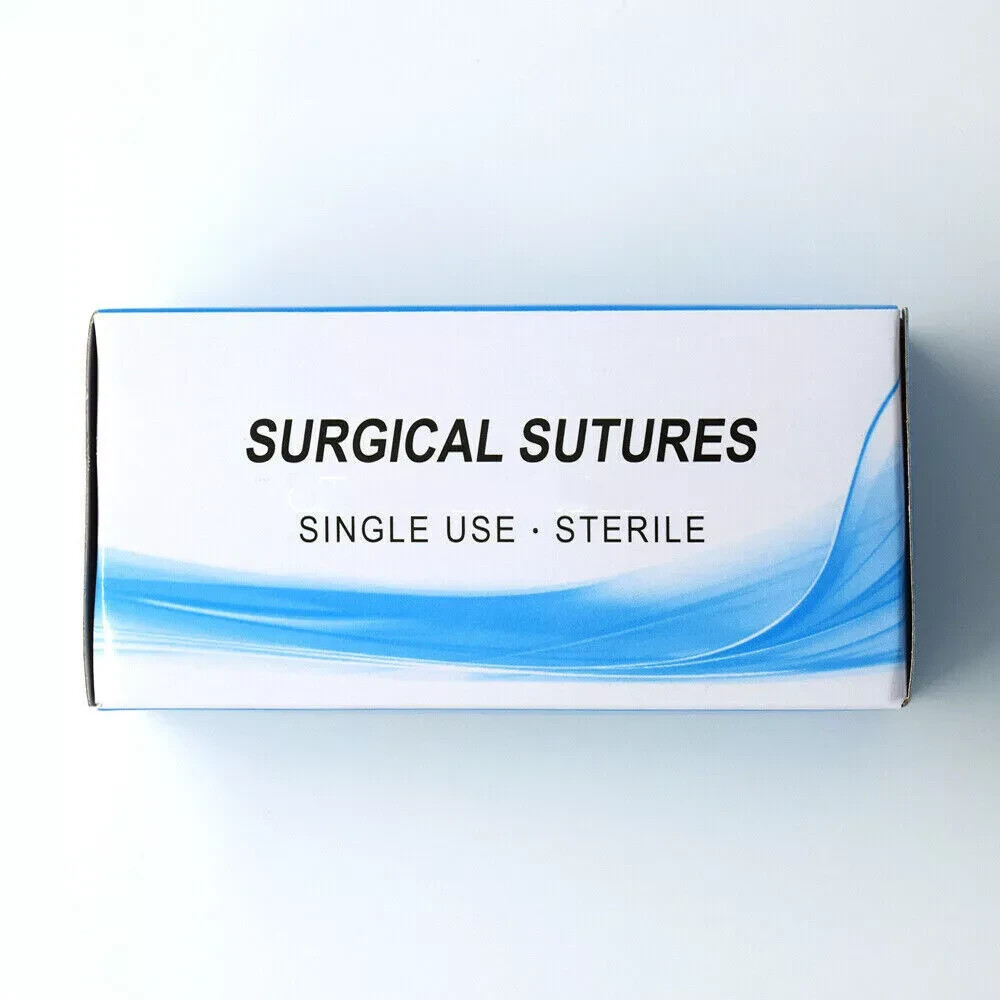 12 Pcs/Box Dental Surgical 3/0 Non Absorbable Suture Silk Braided Train Test 3/0