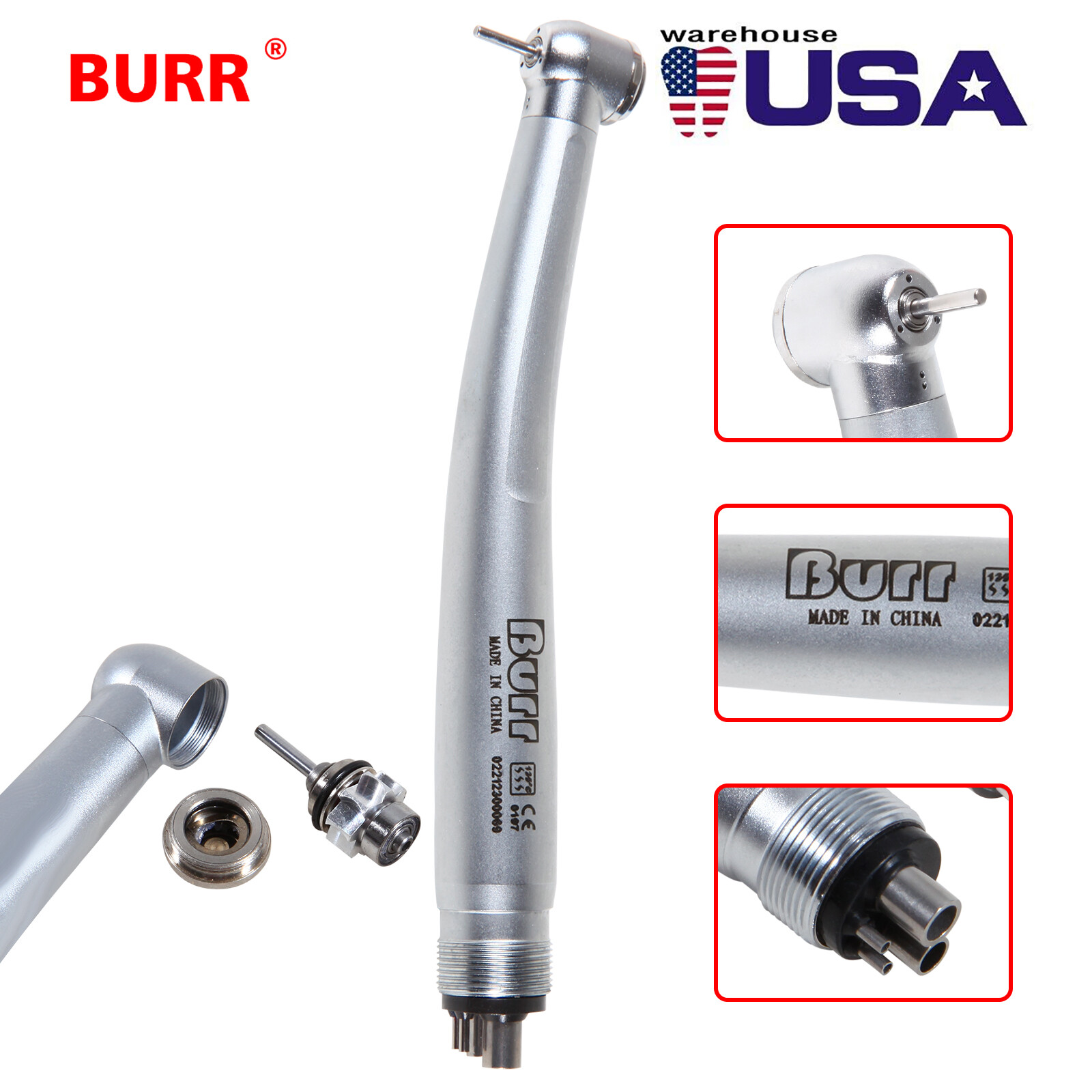 Dental Standard High Speed Handpiece 4 Holes Push Button Midwest