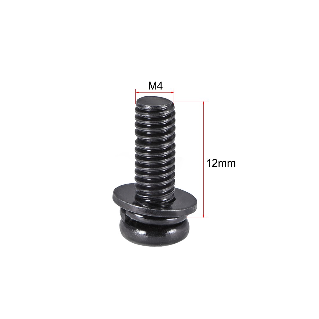 M4 x 12mm Carbon Steel Phillips Pan Head Machine Screws Bolts Combine 50pcs