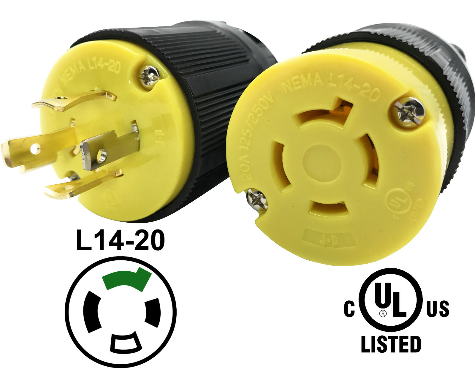 NEMA L14-20 Plug and Connector Set Industrial Grade 20 Amp 250 V L14-20P L14-20R