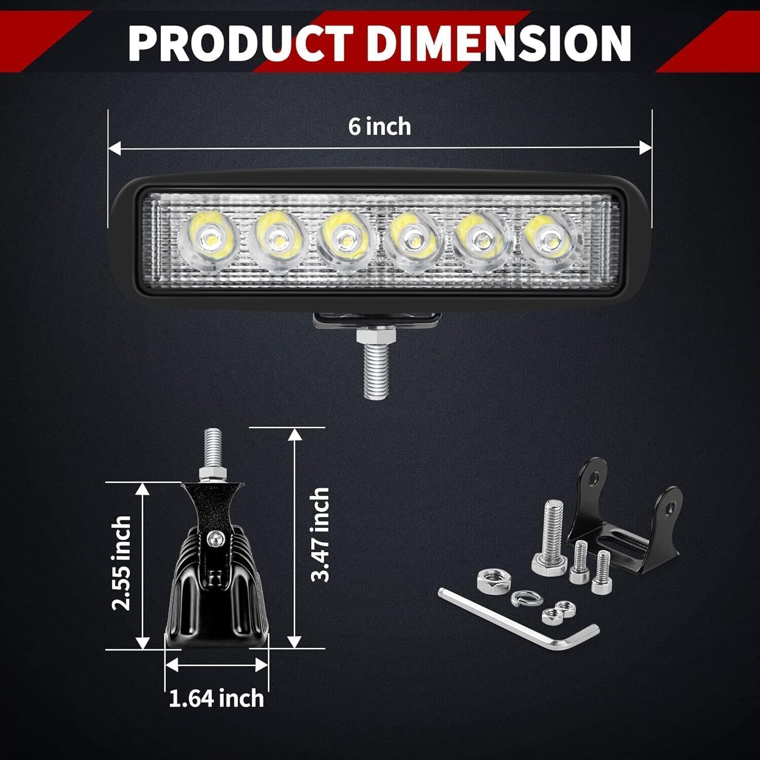 2pcs 27W LED Work Lights Flood Beam Universal fit Tractor Suv Atv Rectangle