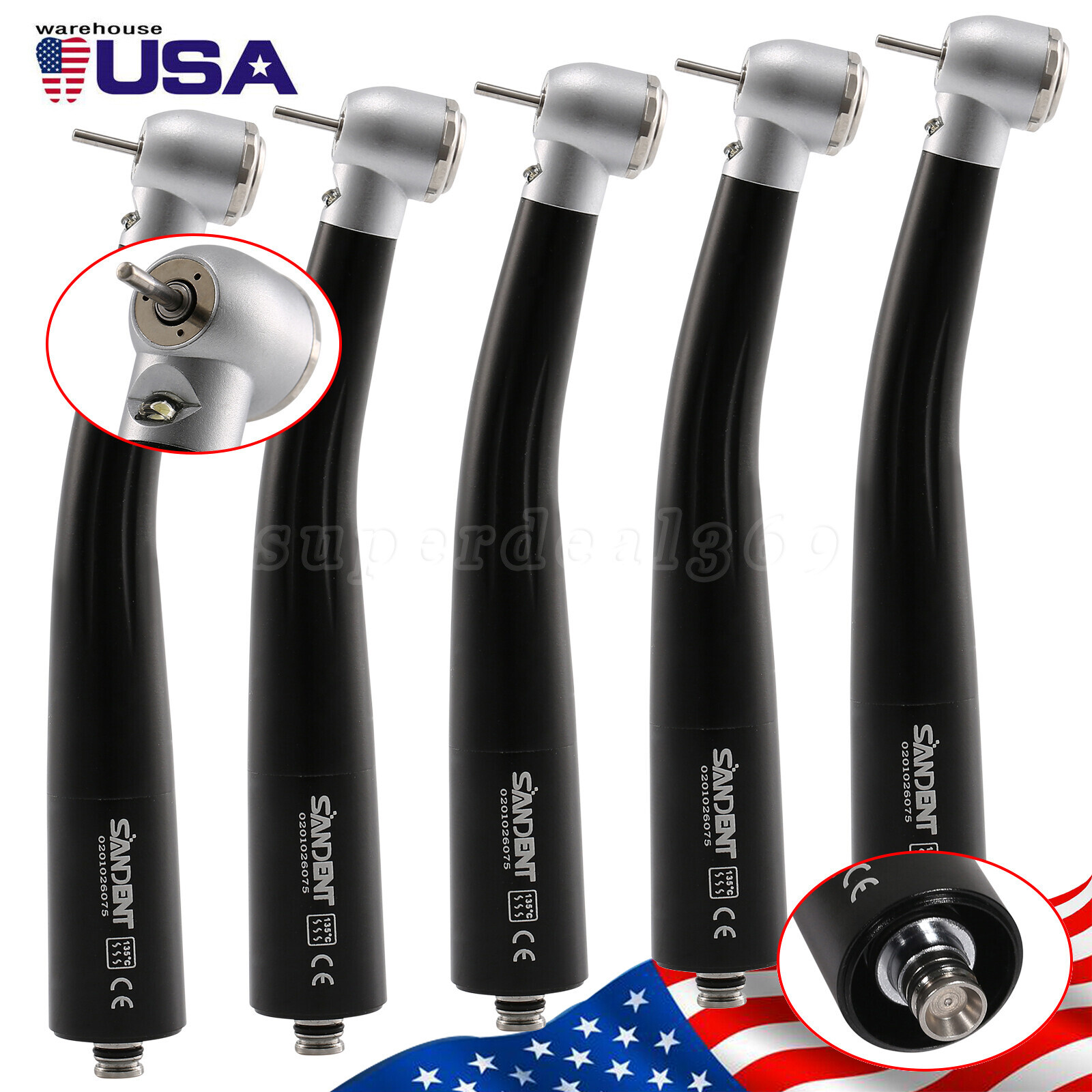 1-10pcs SANDENT Dental LED E-generator Triple Handpiece fit NSK 4 Hole Coupler