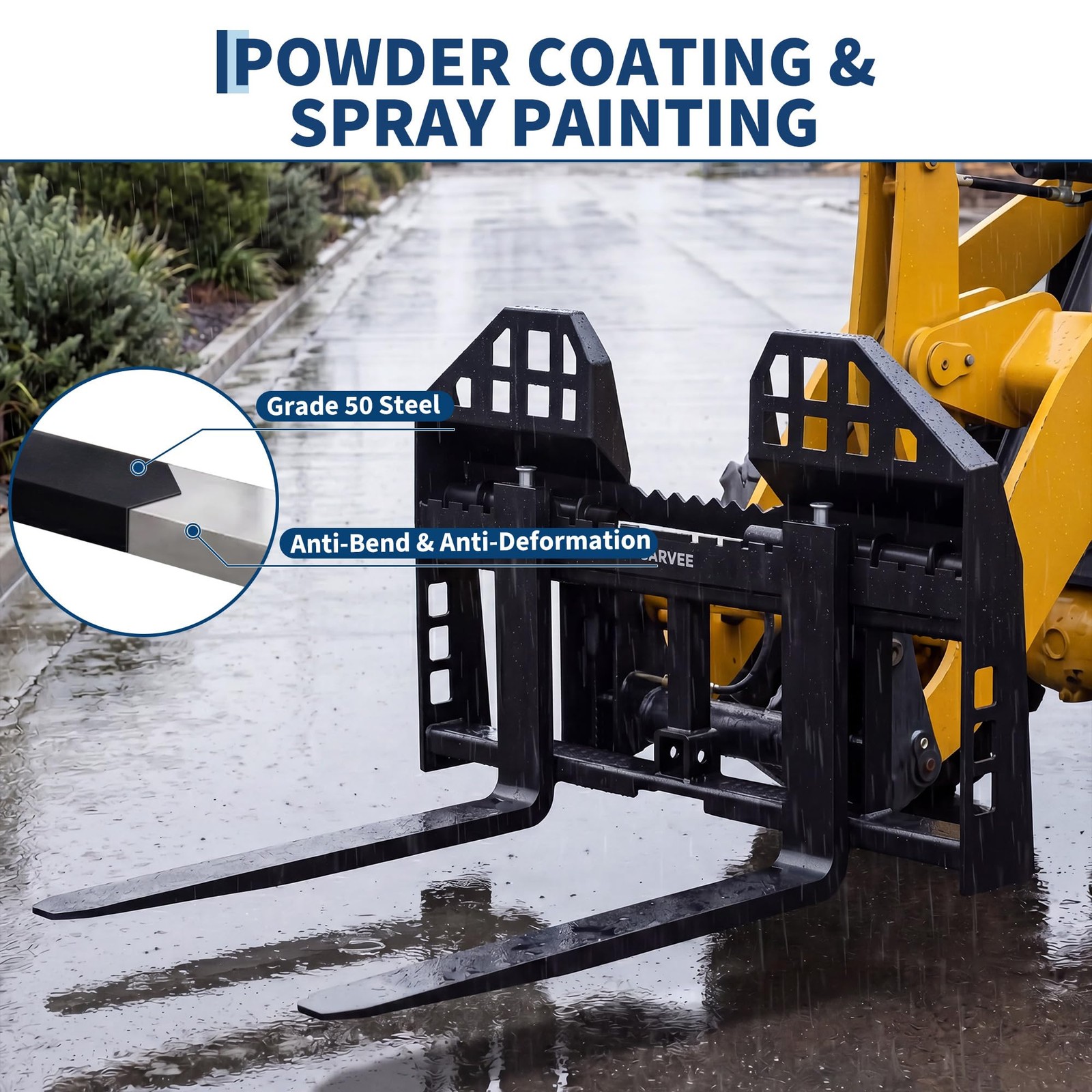 45″ Skid Steer Pallet Fork Frame w/ 48″ Forklift Blades Kubota Bobcat Skid Steer