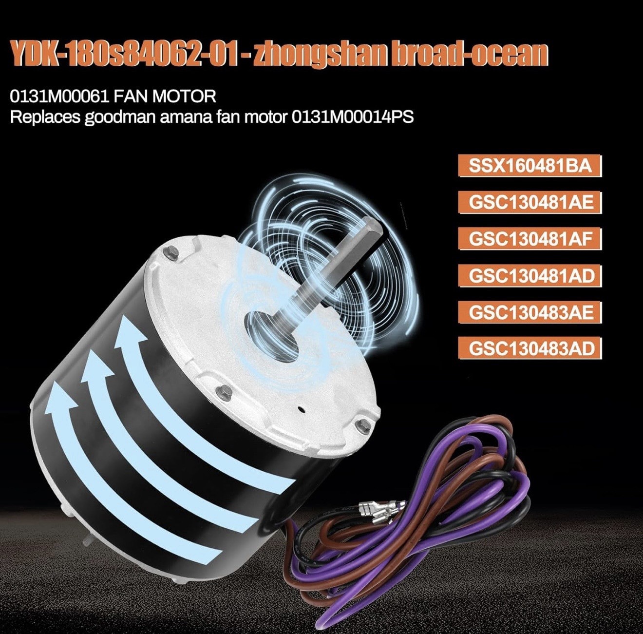 0131M00061SP 1/4 HP Condenser Fan Motor for Goodman Amana Janitrol 0131M00014PS