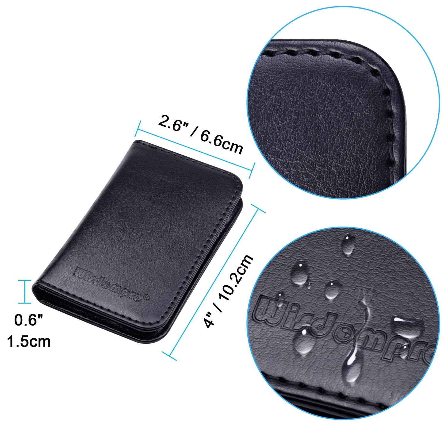 Wisdompro Business Card Holder, 2-Sided PU Leather Folio Name Card Holder