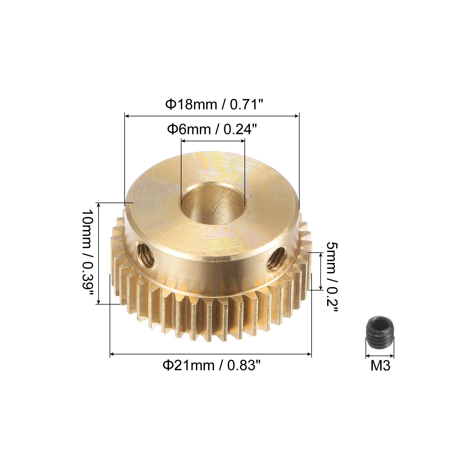 0.5 Mod 40T 6mm Bore 21mm Outer Dia Brass Motor Rack Pinion Gear with Screws