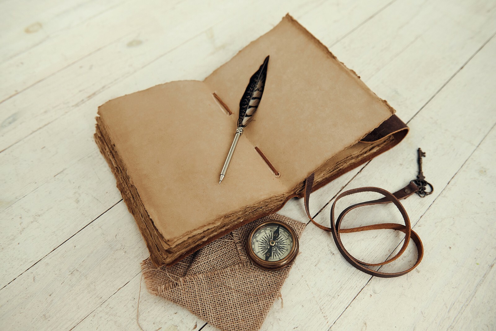 Genuine Leather Journal Vintage Rustic Leather Bound Journal Deckle Edge Paper