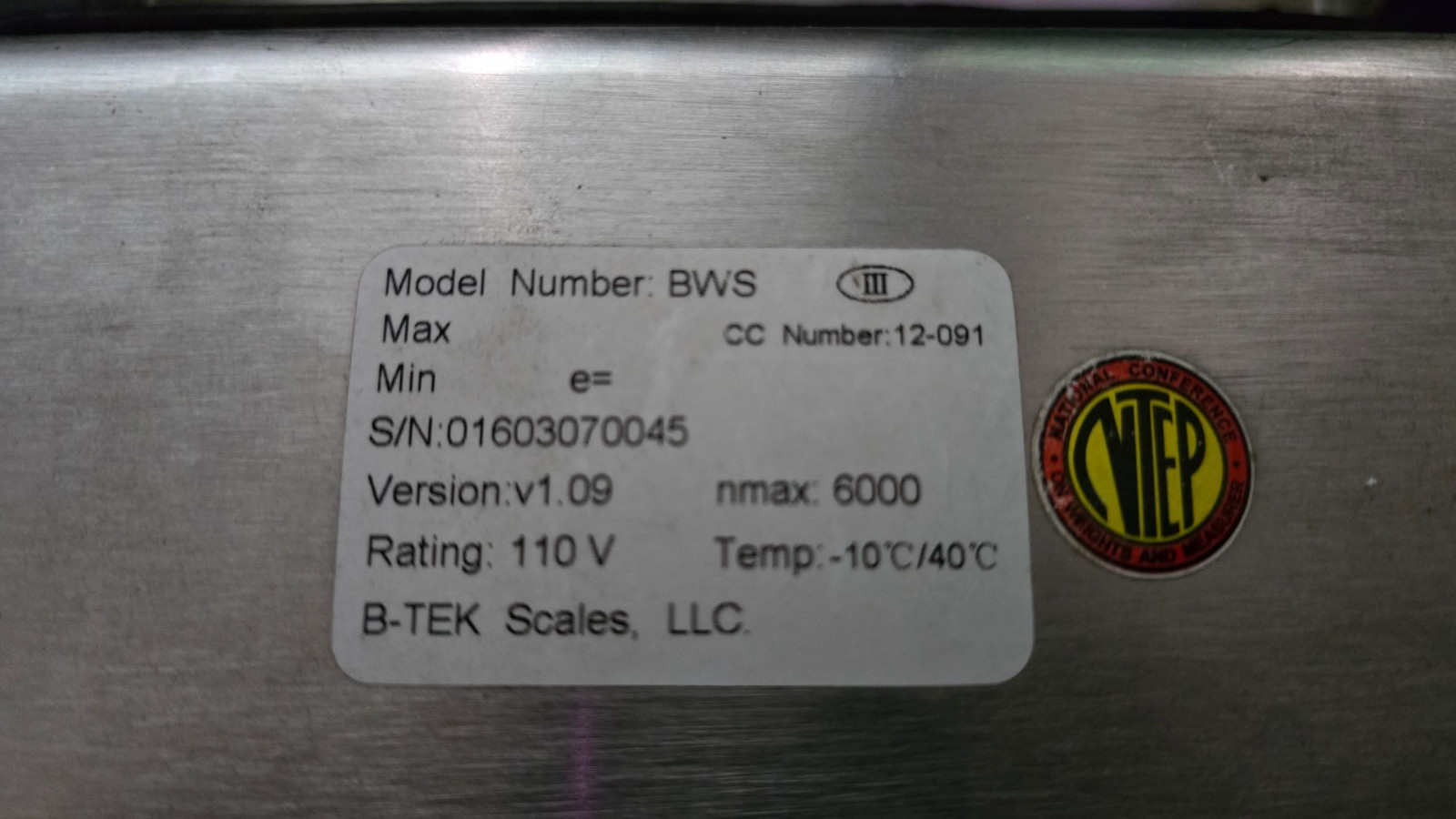 WorldWEIGH BWS Weight Indicator LCD Display B-Tek Stainless Steel Lbs Kg Check