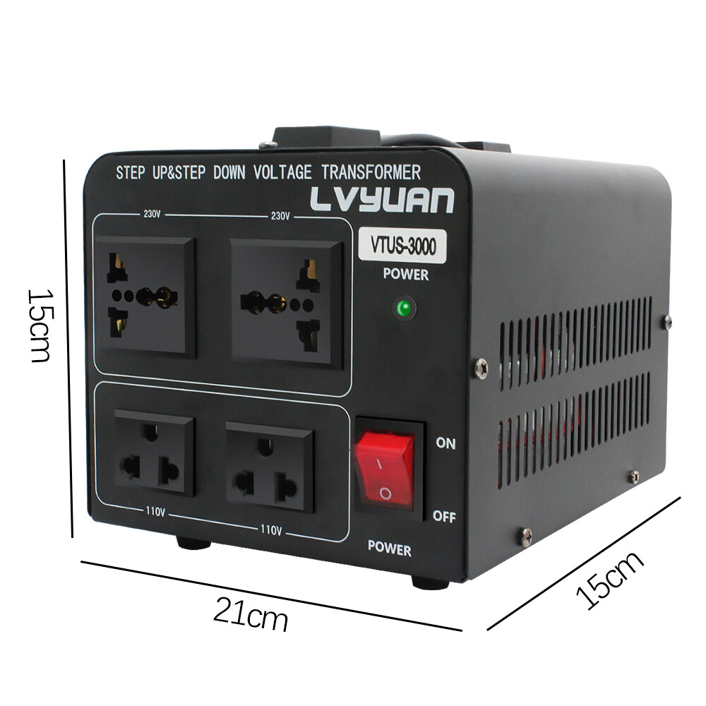 1500W 3000W Voltage Transformer Converter 110V ⇄ 230V Step Up & Step Down, Used