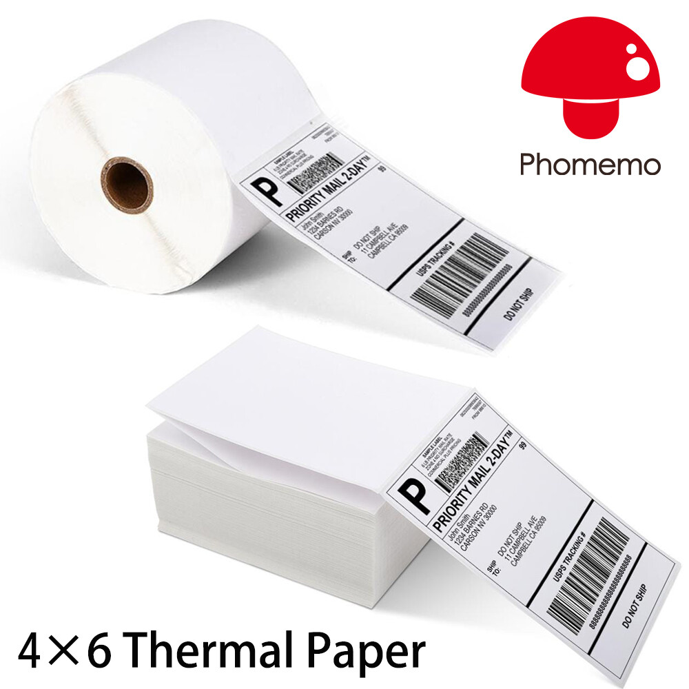 4×6 Thermal Shipping Labels Paper 500/1000X for Zebra & Rollo & Phomemo Printers