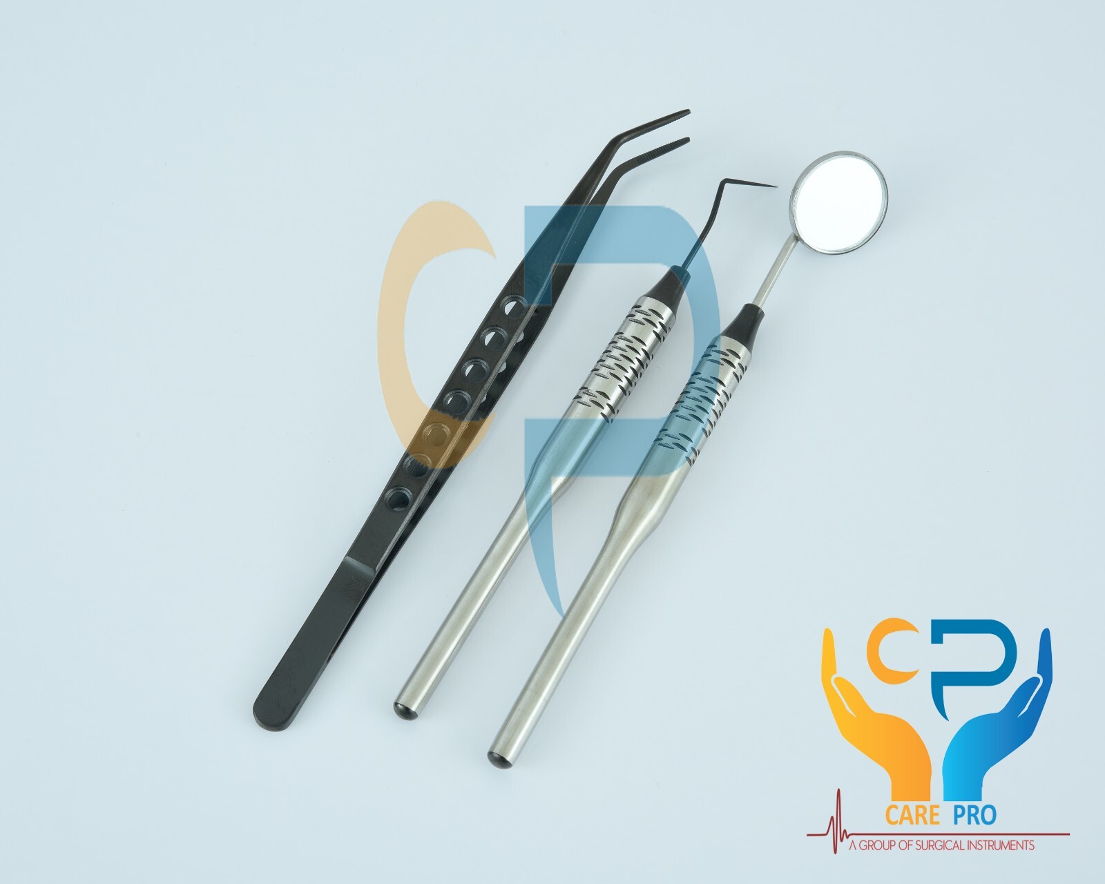 Dental Examination Kit Basic Hygiene Tweezer Mirror Explorer Cleaning Kit Black