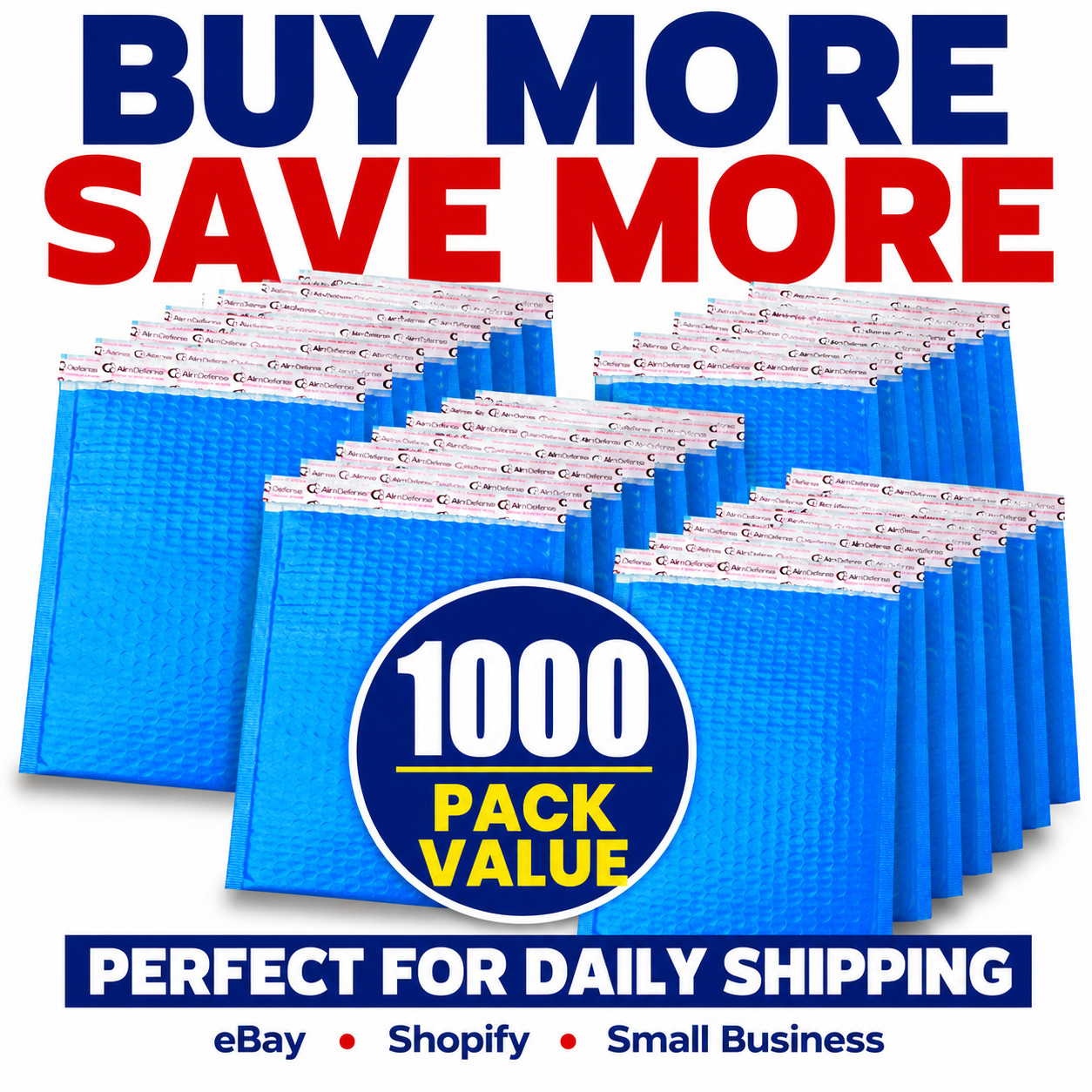 1000 Pack #000 Blue Bubble Mailers 4×8 Poly Padded Shipping Envelopes Self Seal