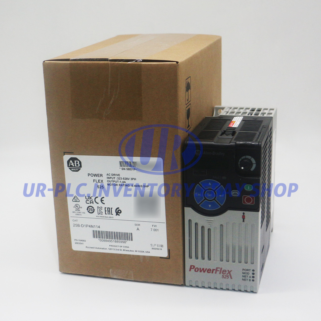 New Allen-Bradley 25B-D1P4N114 PowerFlex 525 0.4kW (0.5Hp) AC Drive
