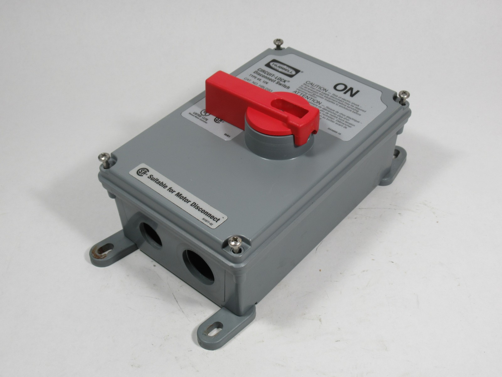 Hubbell HBLDS3AC Circuit-Lock Disconnect Switch 30A 600VAC C/W Auxiliary USED
