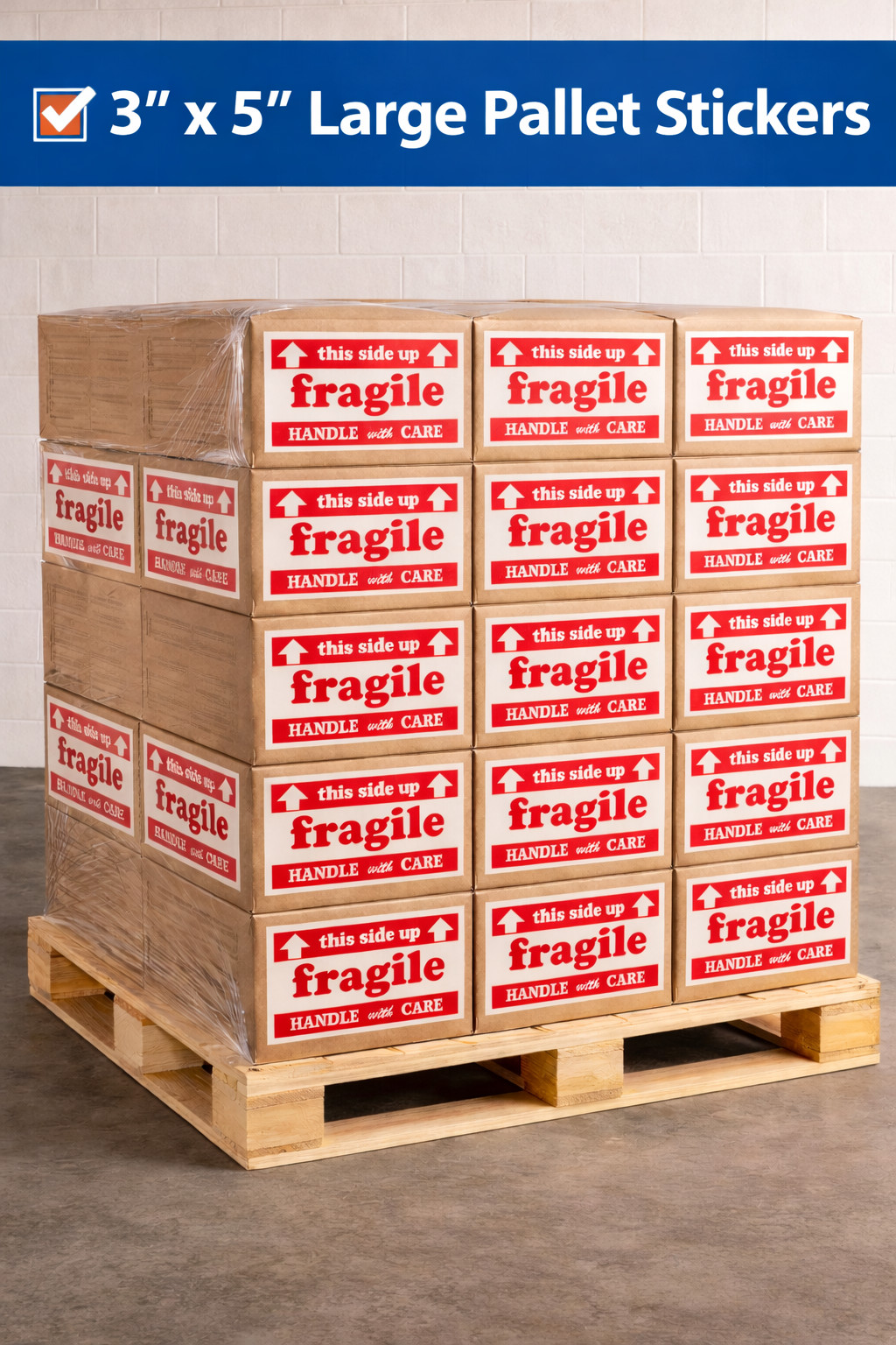 Shipping Labels- 3X5 fragile this side up 500 labels per roll, 1-16 Rolls