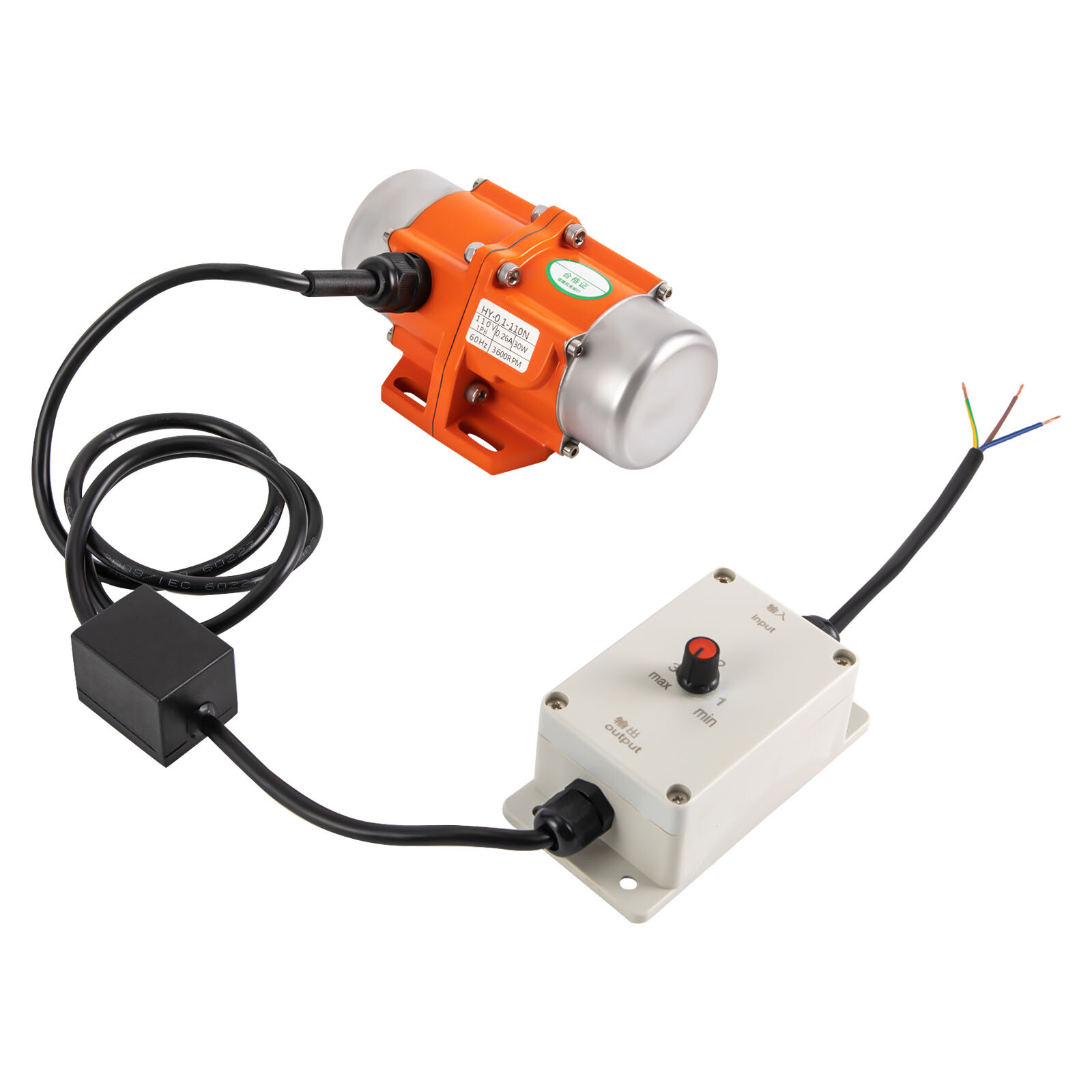 30W Vibration Motor AC Vibrating Asynchronous Motor w/ Speed Controller 3600RPM