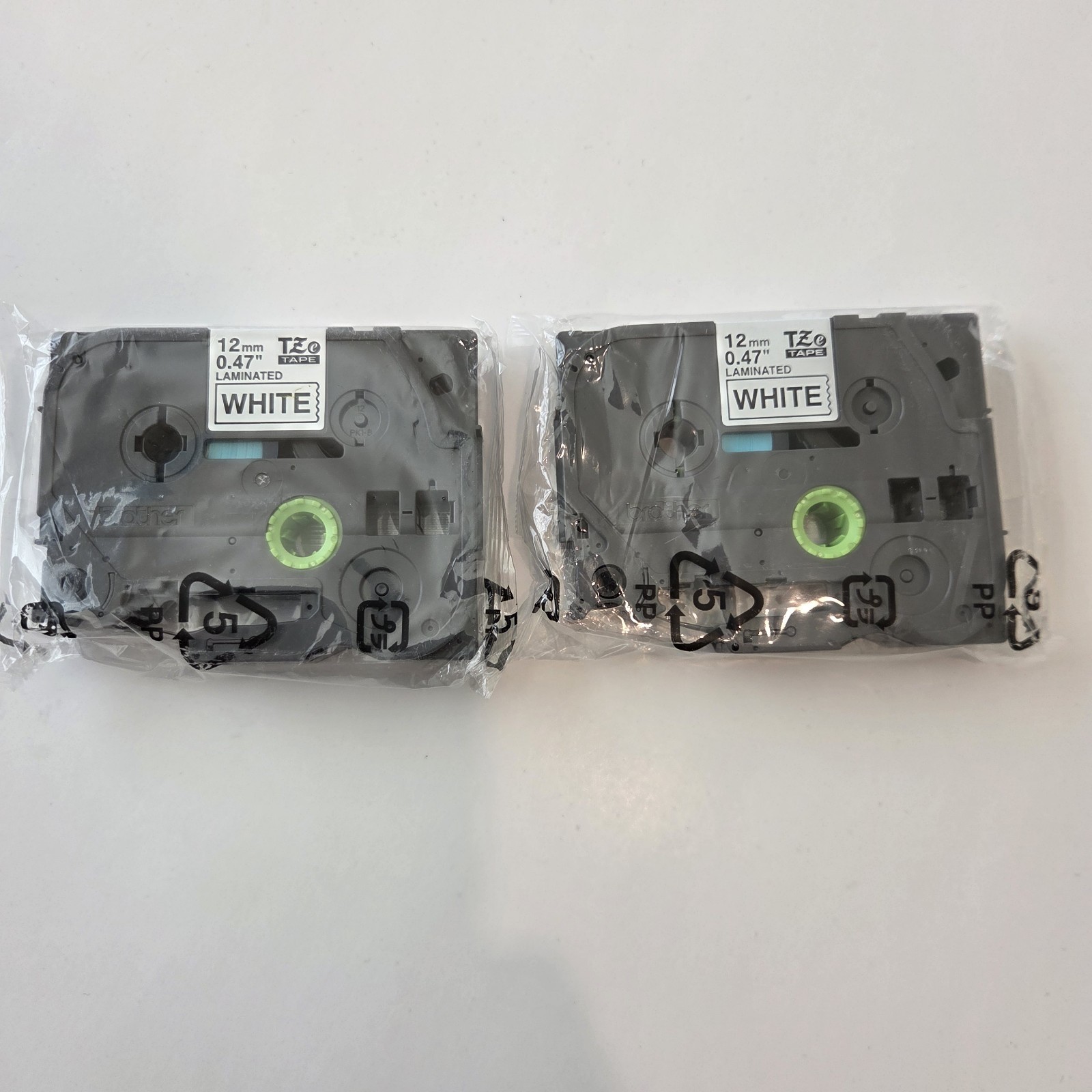 2X Original Brother 12mm .47” Laminated White Label Tape TZe Tape New In Bag