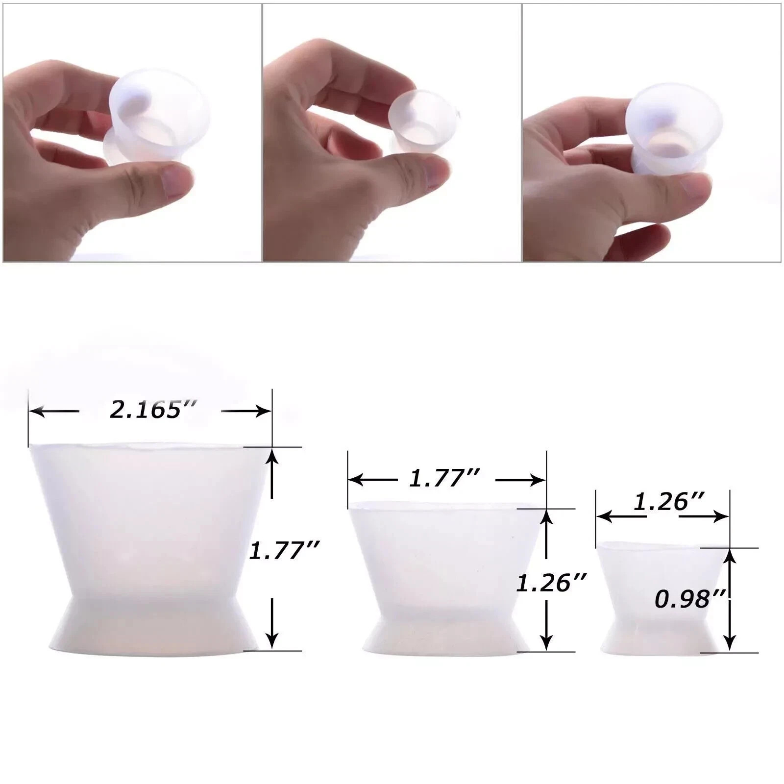 4 Size Dental Lab Silicone Rubber Mixing Bowls Cup No-Stick Flexible Dappen Dish