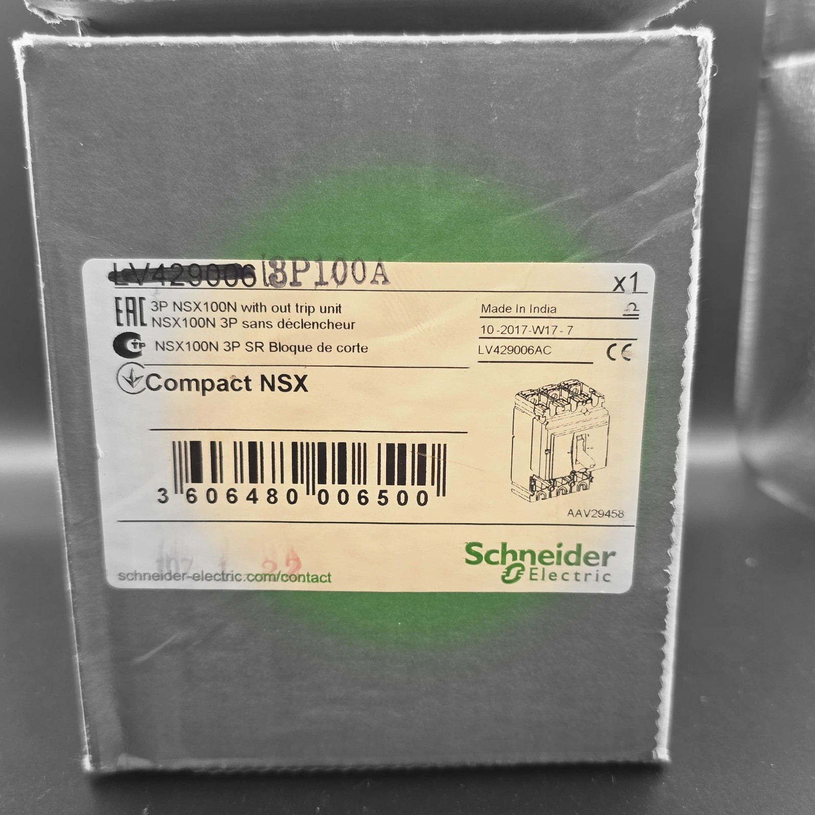 Schneider Electric NSX 100N Circuit Breaker 100A