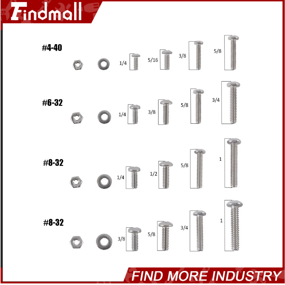 Findmall 900PCS #4-40#6-32#8-32#10-24 Nuts And Bolts Machine Scre Assortment Kit