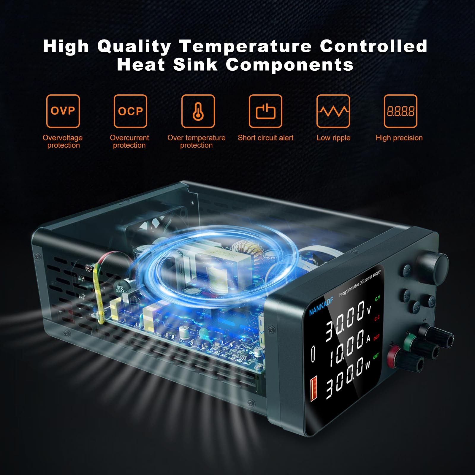 DC Power Supply 30V 10A Bench Encoder Adjustment 5V/3.6A USB Type-C