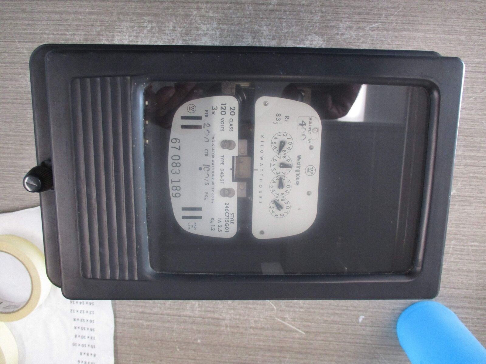 Westinghouse Type D4B-2F Watthour Meter 246C715G01 120V 60Hz Used