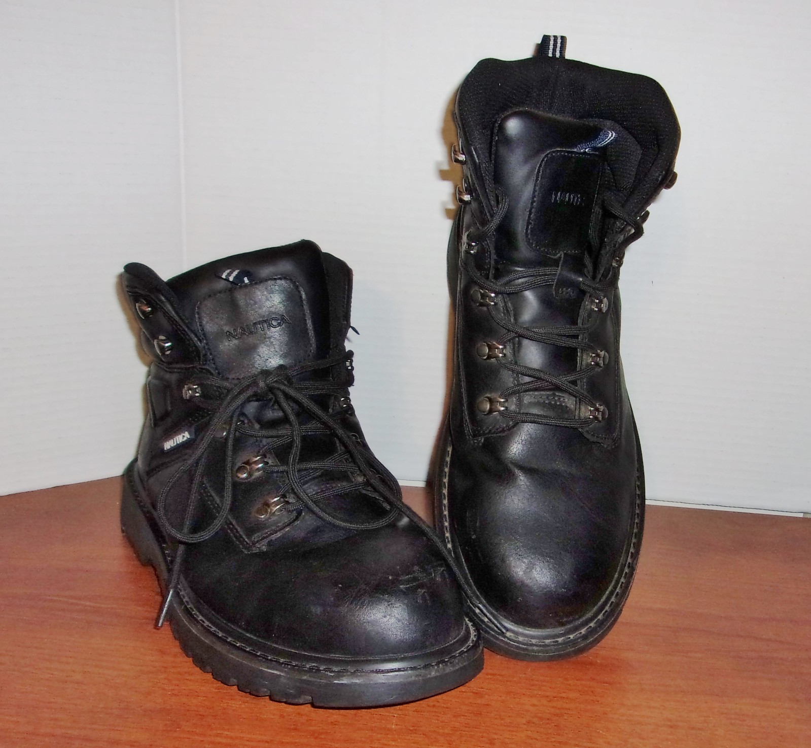 NAUTICA Lucero Men’s 10 M Black High top Lace-up Work Boots Shoes Steel Toe