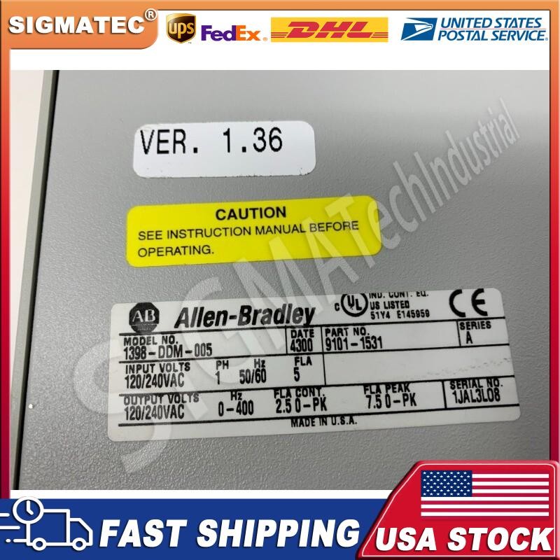 Allen-Bradley 1398-DDM-005 Ultra 100 Servo Drive 120/240V 0.3/0.6kW US Free Tax