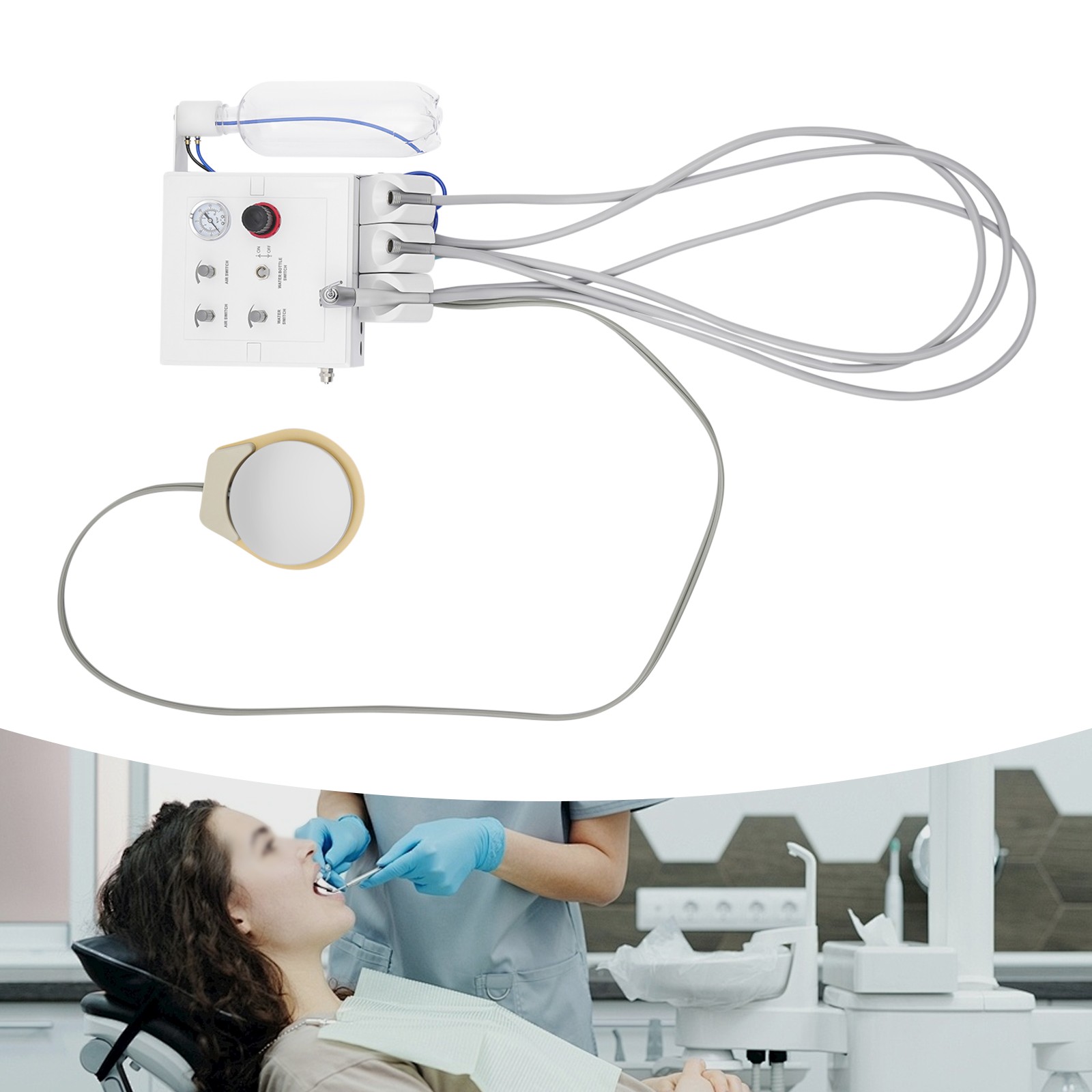 4 Holes Dental Portable Delivery Turbine Unit 3-way Syringe Wall Mounted Turbine