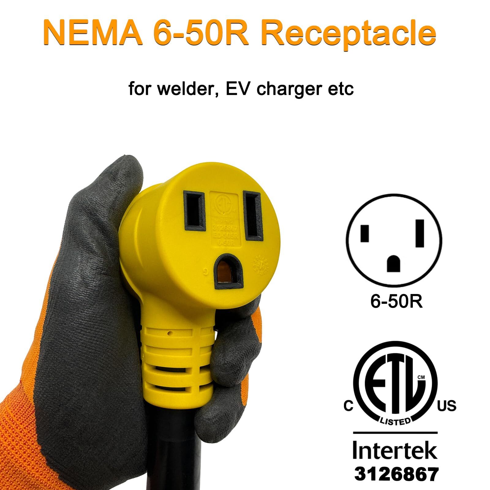 Welder Adapter Cord 50 Amp,STW 6 AWG NEMA 14-50P Male to 6-50R Female Heavy Duty