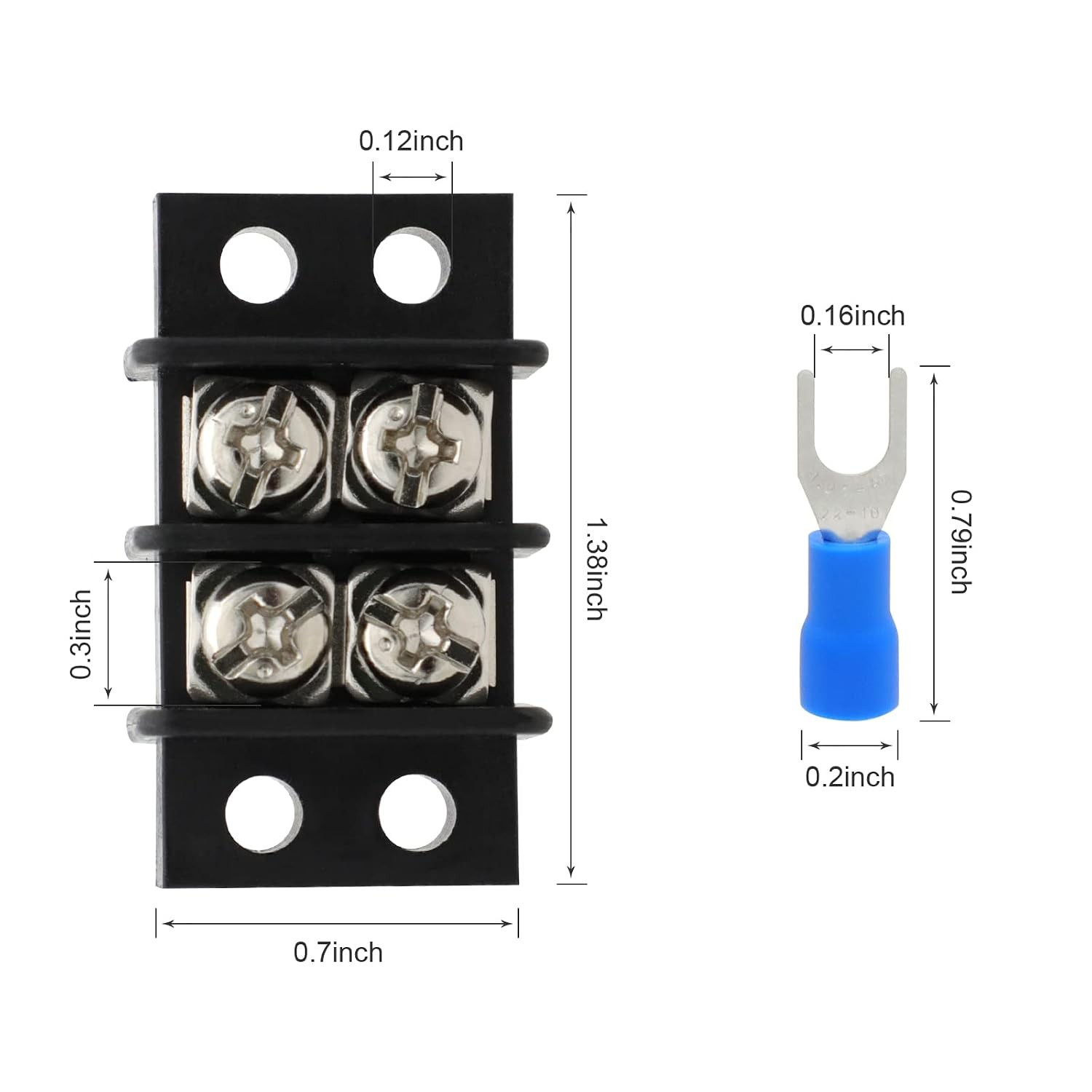 2 Pack Dual Row Terminal Block 2 Circuit 20A 30A 200V 450V Screw Terminal Strip