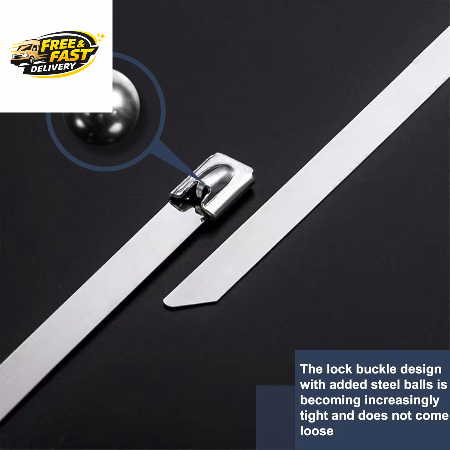 100-Pack Metal Zip Ties 11.8 Inch, Heavy Duty 304 Stainless Steel Self-Locking
